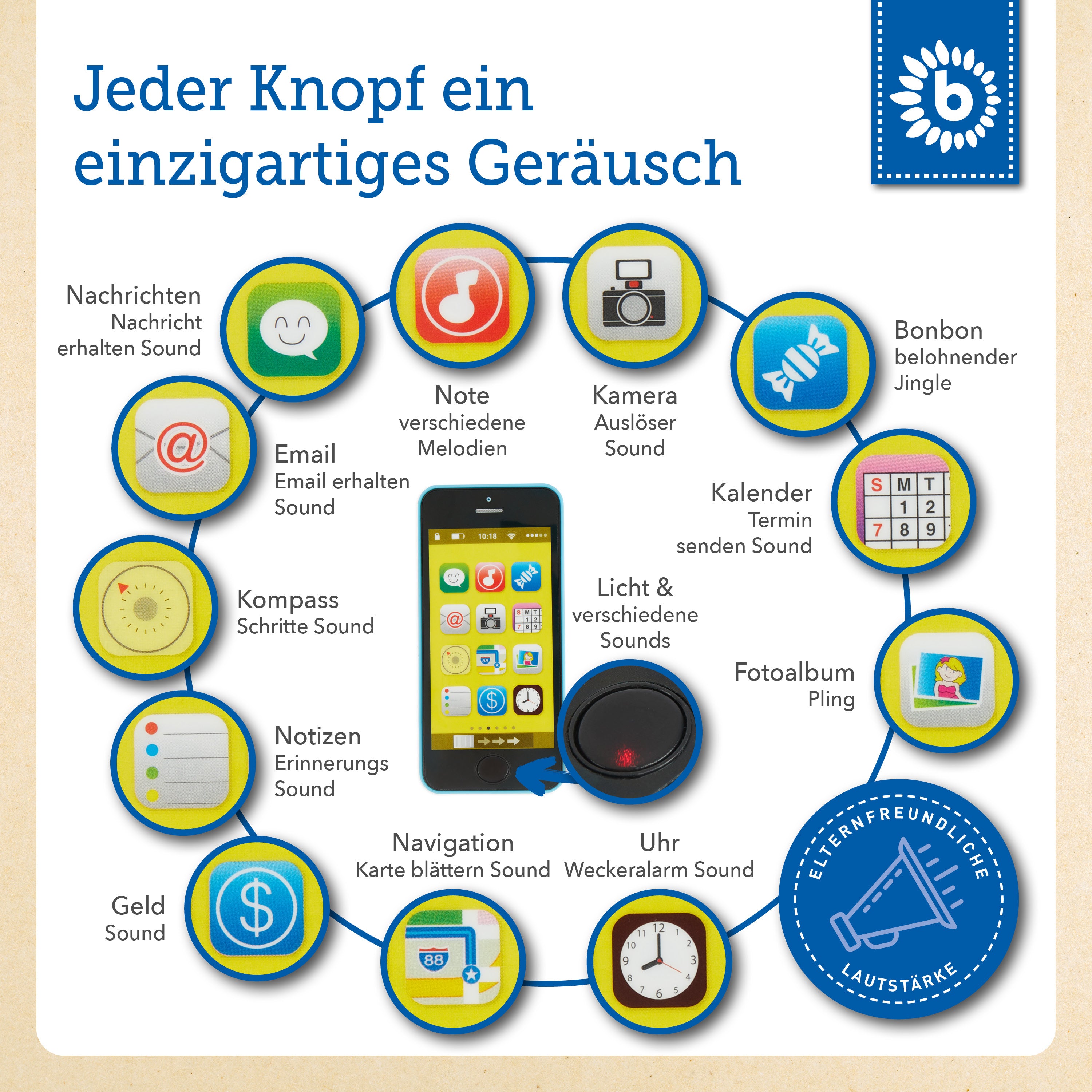 bieco Smartphone blau mit Licht & Sound bieco Smartphone blau mit Licht & Sound