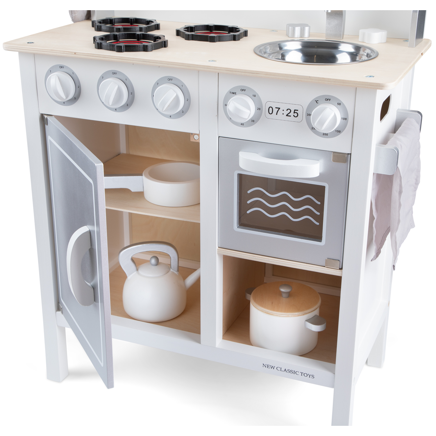 Küchenzeile Kinderküche Holz Bon Appetit DeLuxe weiß/silber Holzküche