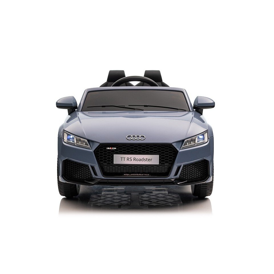 ES-Toys Kinderfahrzeug – Elektro Auto „Audi TTRS“ – lizenziert – 12V7A Akku und 2 Motoren- 2,4Ght+MP3+EVA+Leder – Nardo Grau