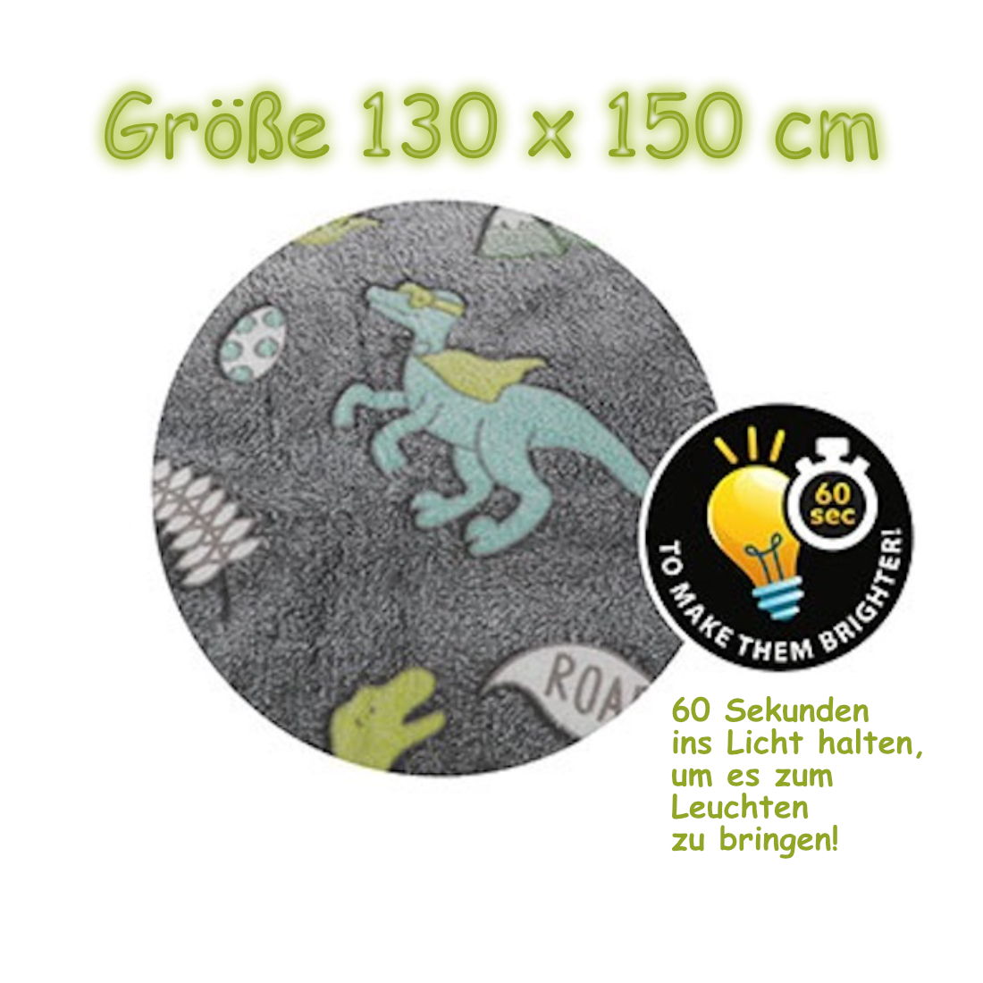 Kinder-Decke Dinosaurier leuchtet im Dunkeln 130 cm x 150 cm Kinder-Decke Dinosaurier leuchtet im Dunkeln 130 cm x 150 cm