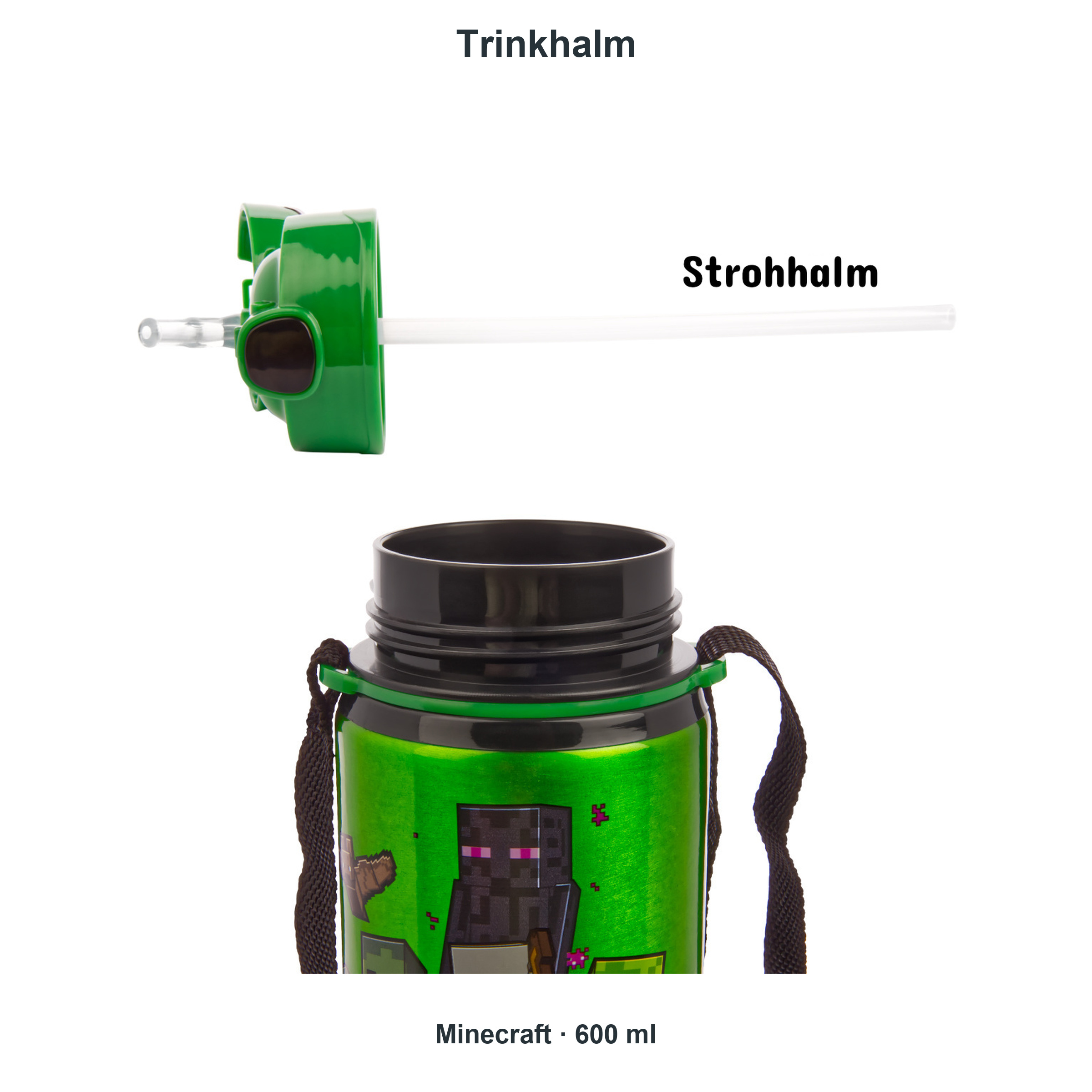 miniHeld Trinkflaschen-Set Minecraft 2er-Pack, 2 Kinder Trinkflaschen Aluminium mit Tragegurt miniHeld Trinkflaschen-Set Minecraft 2er-Pack, 2 Kinder Trinkflaschen Aluminium mit Tragegurt