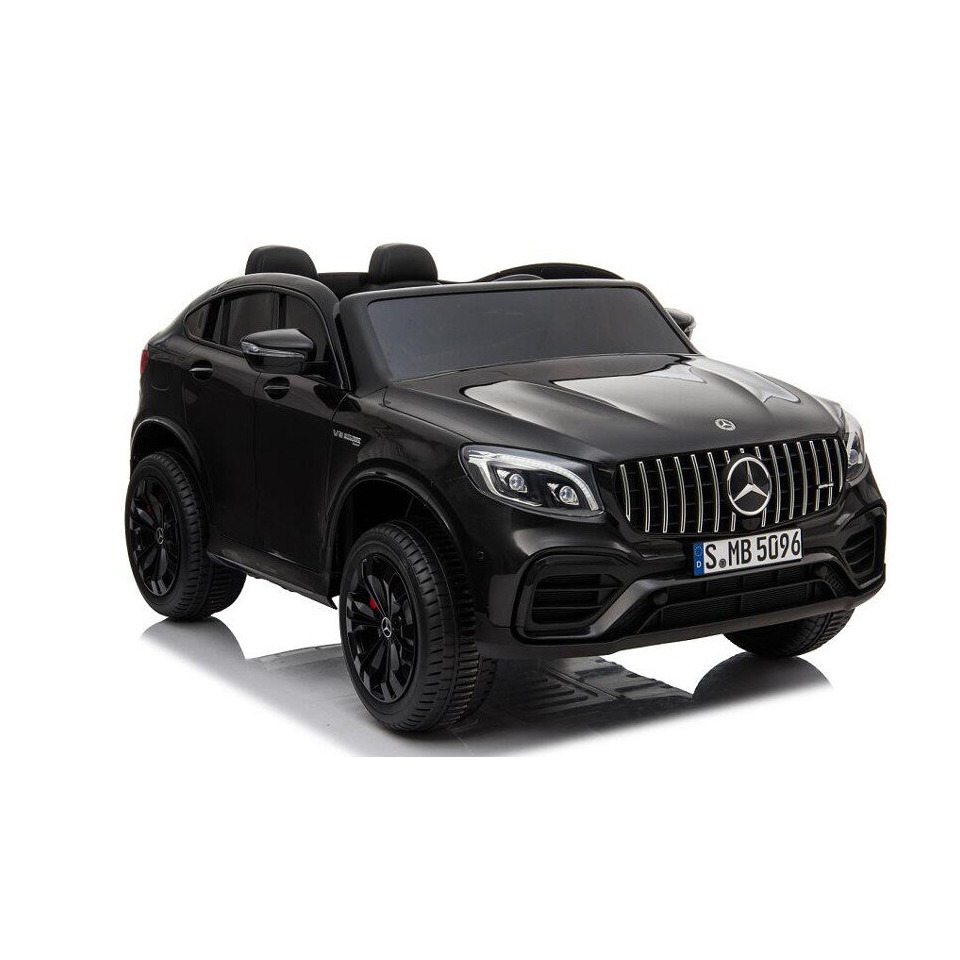 ES-Toys Kinderfahrzeug – Elektro Auto „Mercedes GLC63S“ – lizenziert – Doppelsitzer – 12V10AH Akku,4 Motoren+ 2,4Ghz+Ledersitz+EVA – Schwarz