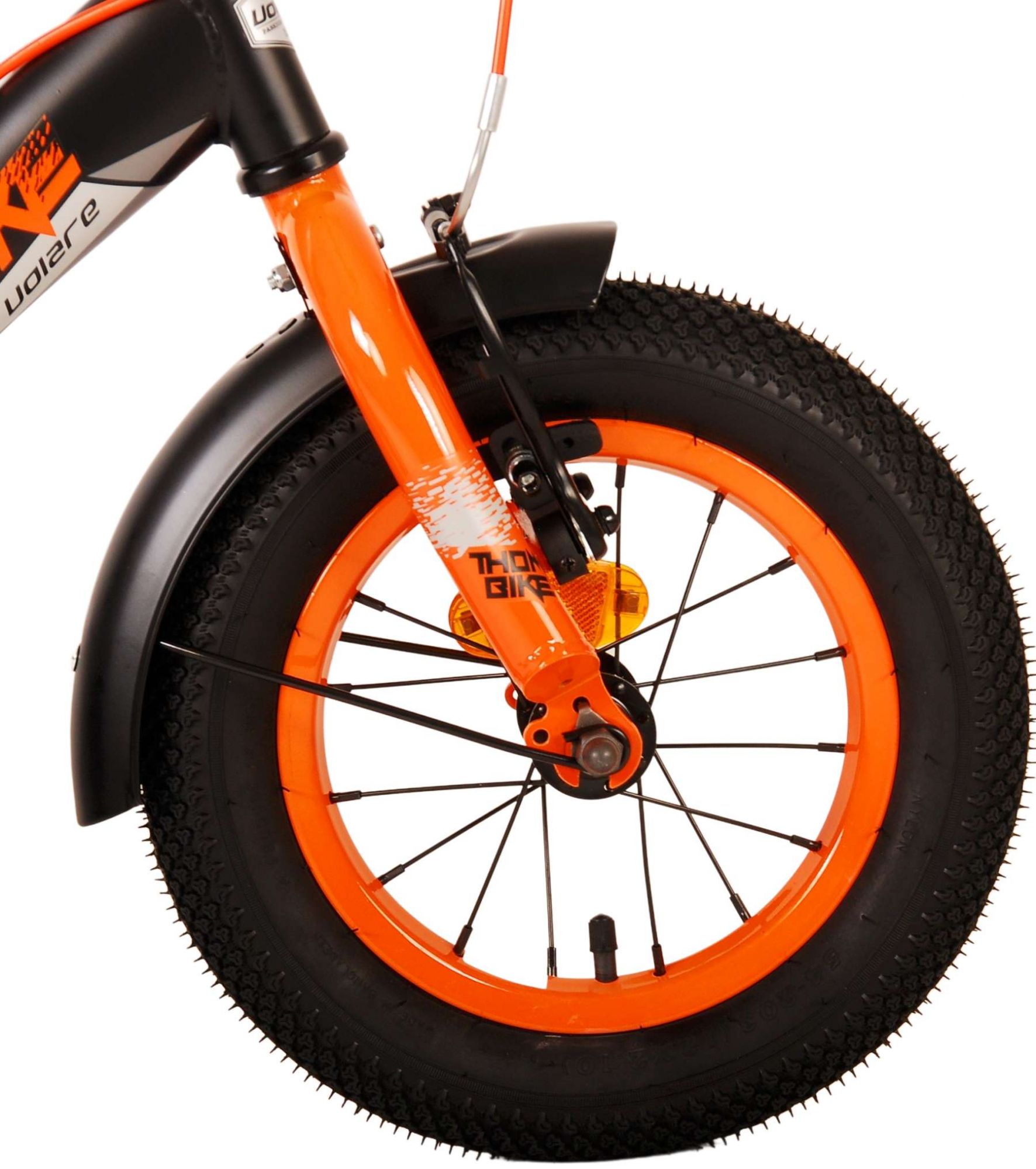 Kinderfahrrad Thombike für Jungen 12 Zoll Kinderrad in Schwarz Orange