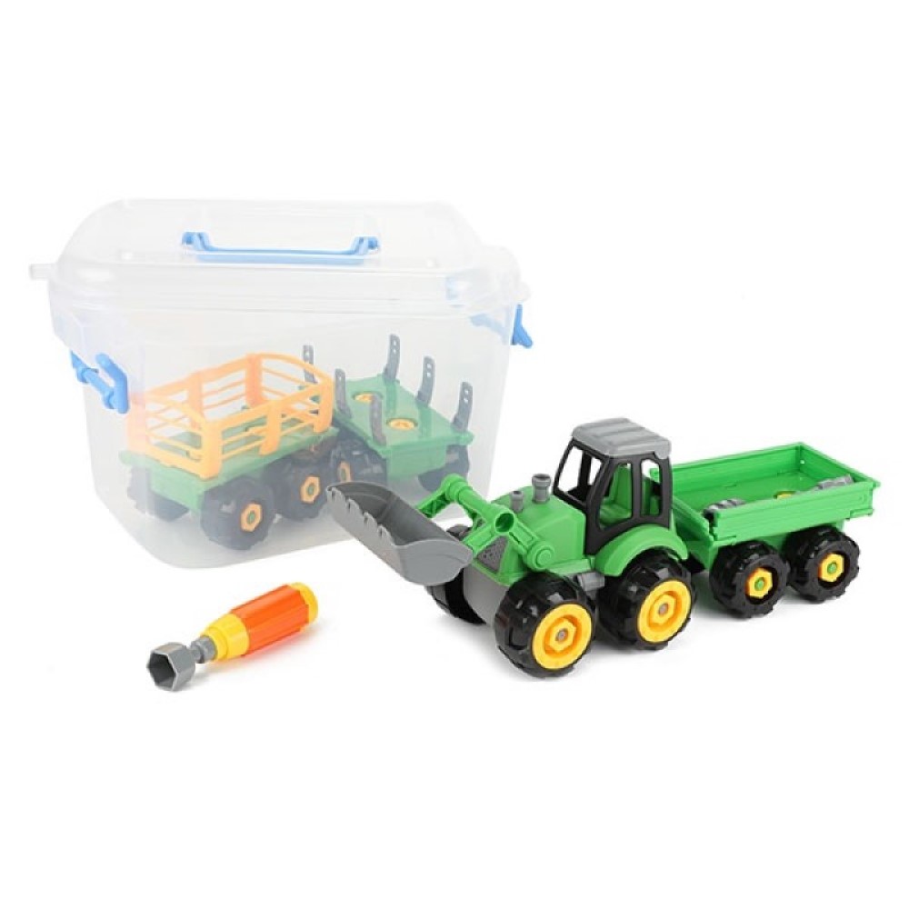 TRAKTOR + Anhänger mit Schraubendreher zum reparieren TRAKTOR + Anhänger mit Schraubendreher zum reparieren