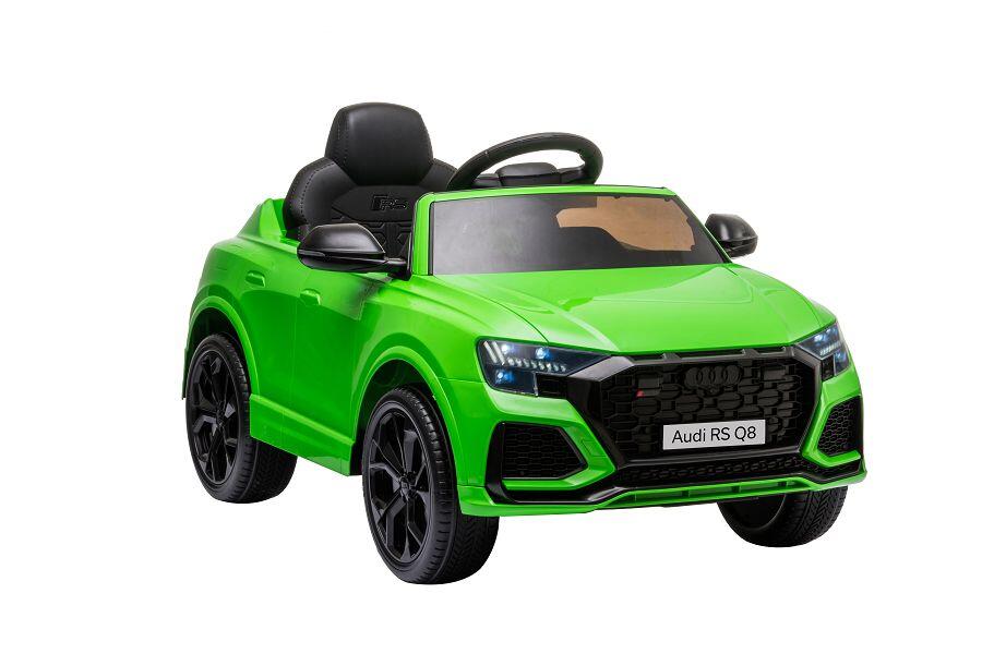 ES-Toys Kinderfahrzeug – Elektro Auto „Audi RS Q8“ – lizenziert – 12V7A Akku und 2 Motoren- 2,4Ghz + MP3 + Leder + EVA – Grün