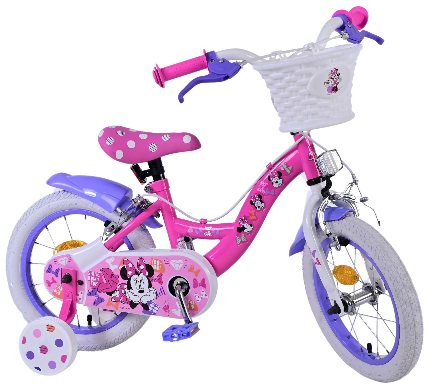 Kinderfahrrad Disney Minnie für Mädchen 14 Zoll Kinderrad in Rosa
