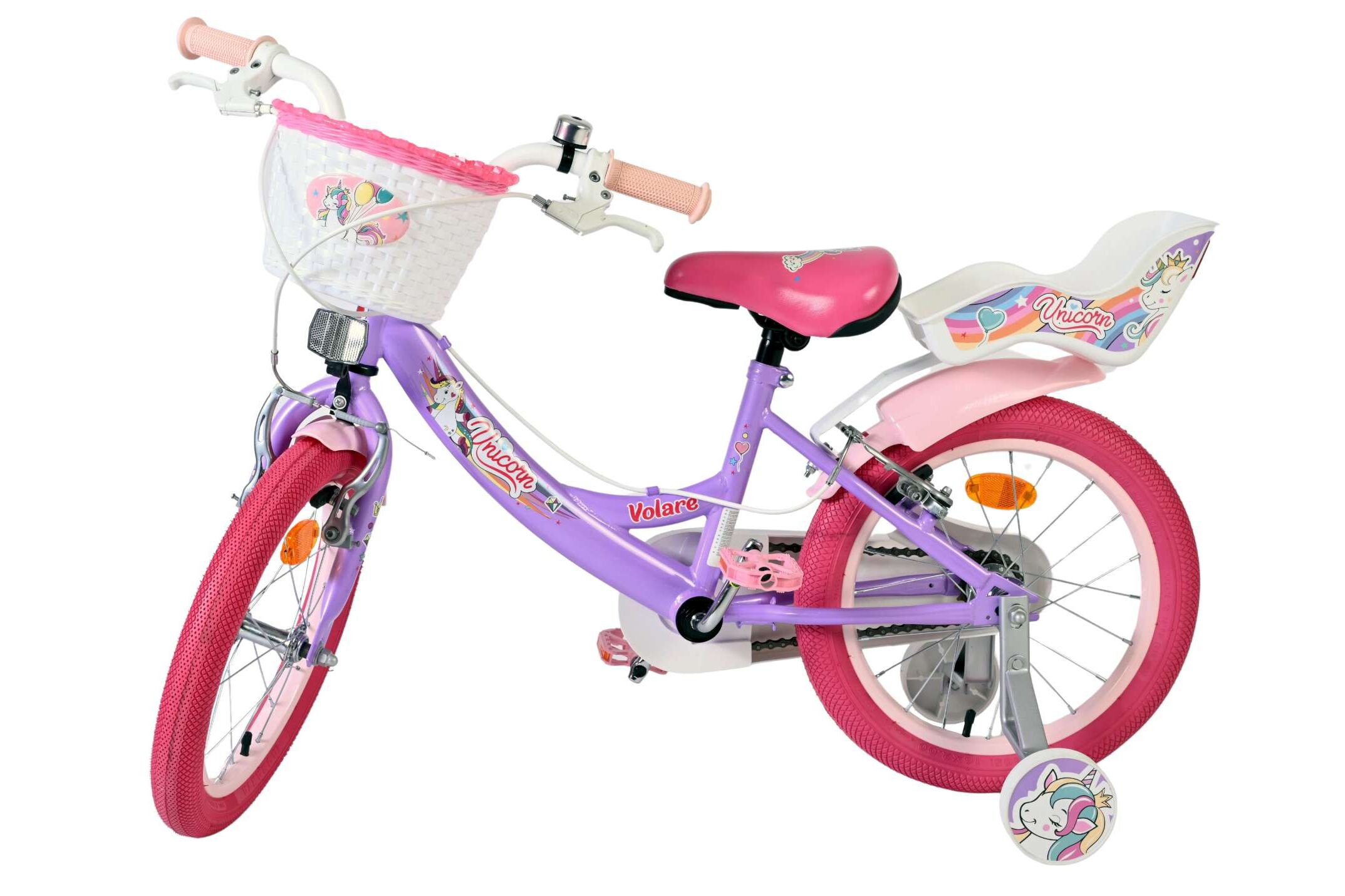 Kinderfahrrad Unicorn für Mädchen 16 Zoll Kinderrad in Lila, Zwei Handbremsen Kinderfahrrad Unicorn für Mädchen 16 Zoll Kinderrad in Lila, Zwei Handbremsen