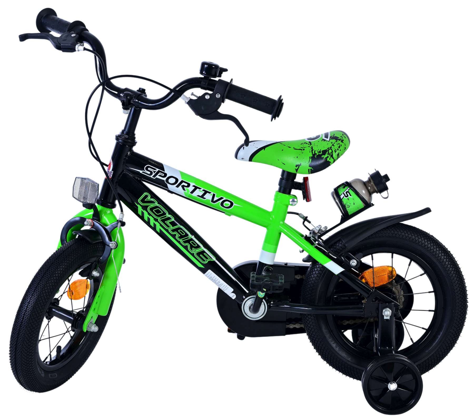 Kinderfahrrad Sportivo für Jungen 12 Zoll Kinderrad Grün Schwarz