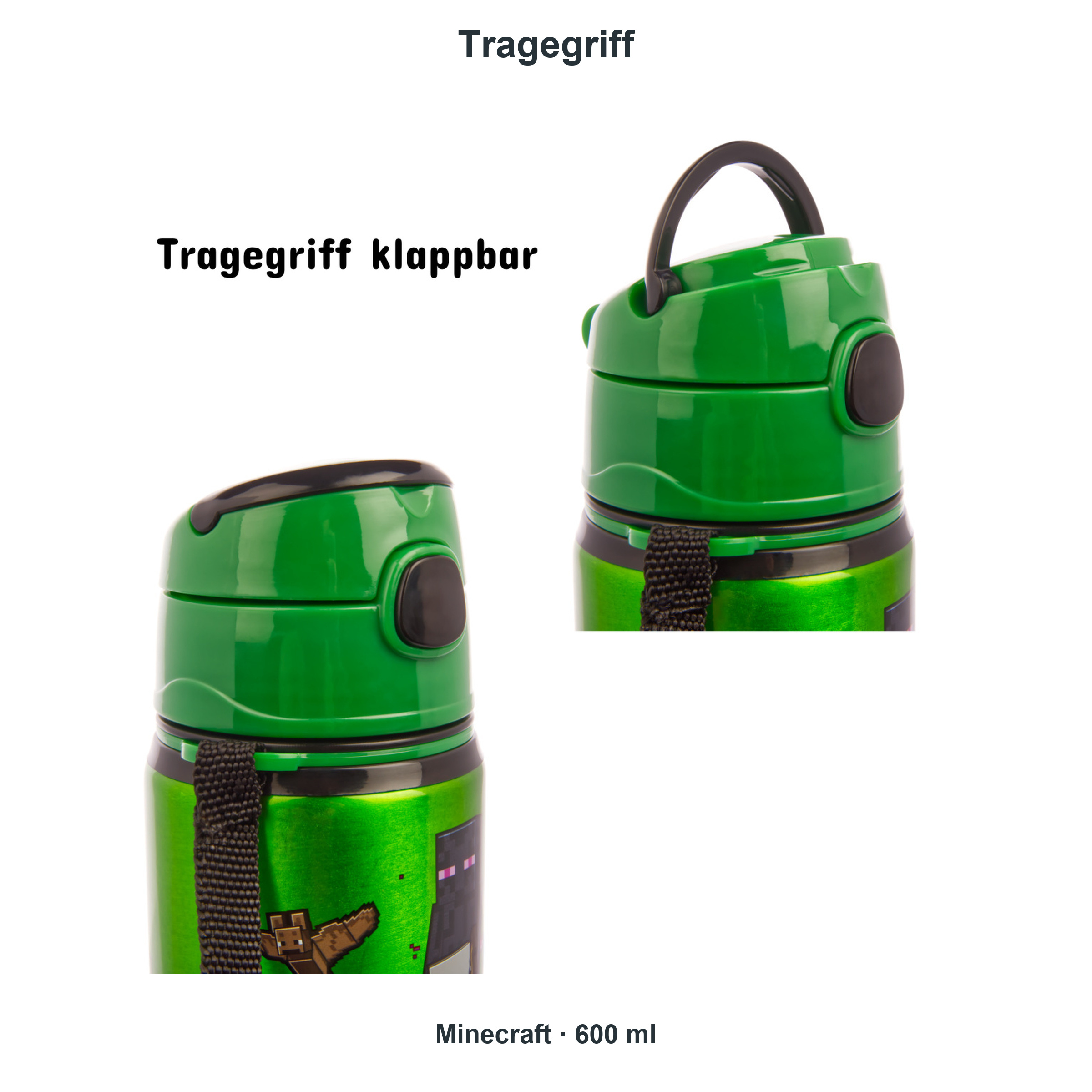 miniHeld Trinkflaschen-Set Minecraft 2er-Pack, 2 Kinder Trinkflaschen Aluminium mit Tragegurt miniHeld Trinkflaschen-Set Minecraft 2er-Pack, 2 Kinder Trinkflaschen Aluminium mit Tragegurt