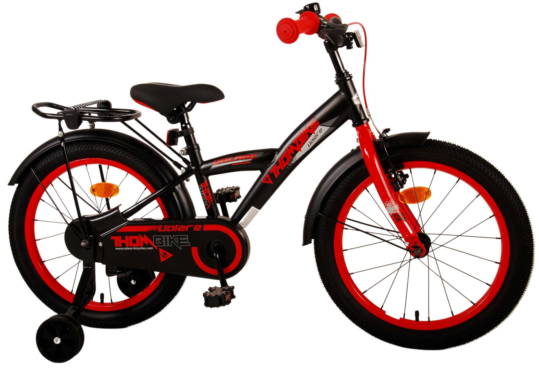 Kinderfahrrad Thombike für Jungen 18 Zoll Kinderrad in Schwarz Rot