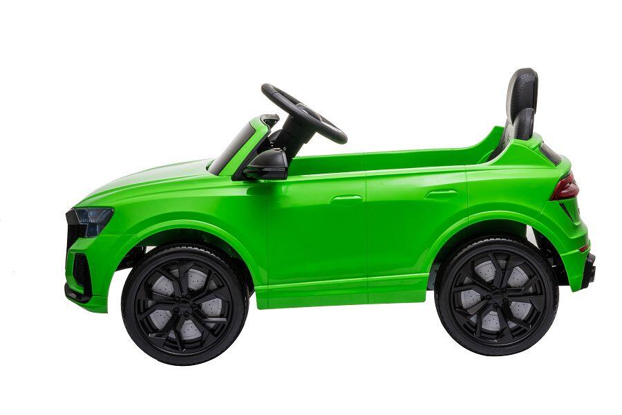 ES-Toys Kinderfahrzeug – Elektro Auto „Audi RS Q8“ – lizenziert – 12V7A Akku und 2 Motoren- 2,4Ghz + MP3 + Leder + EVA – Grün