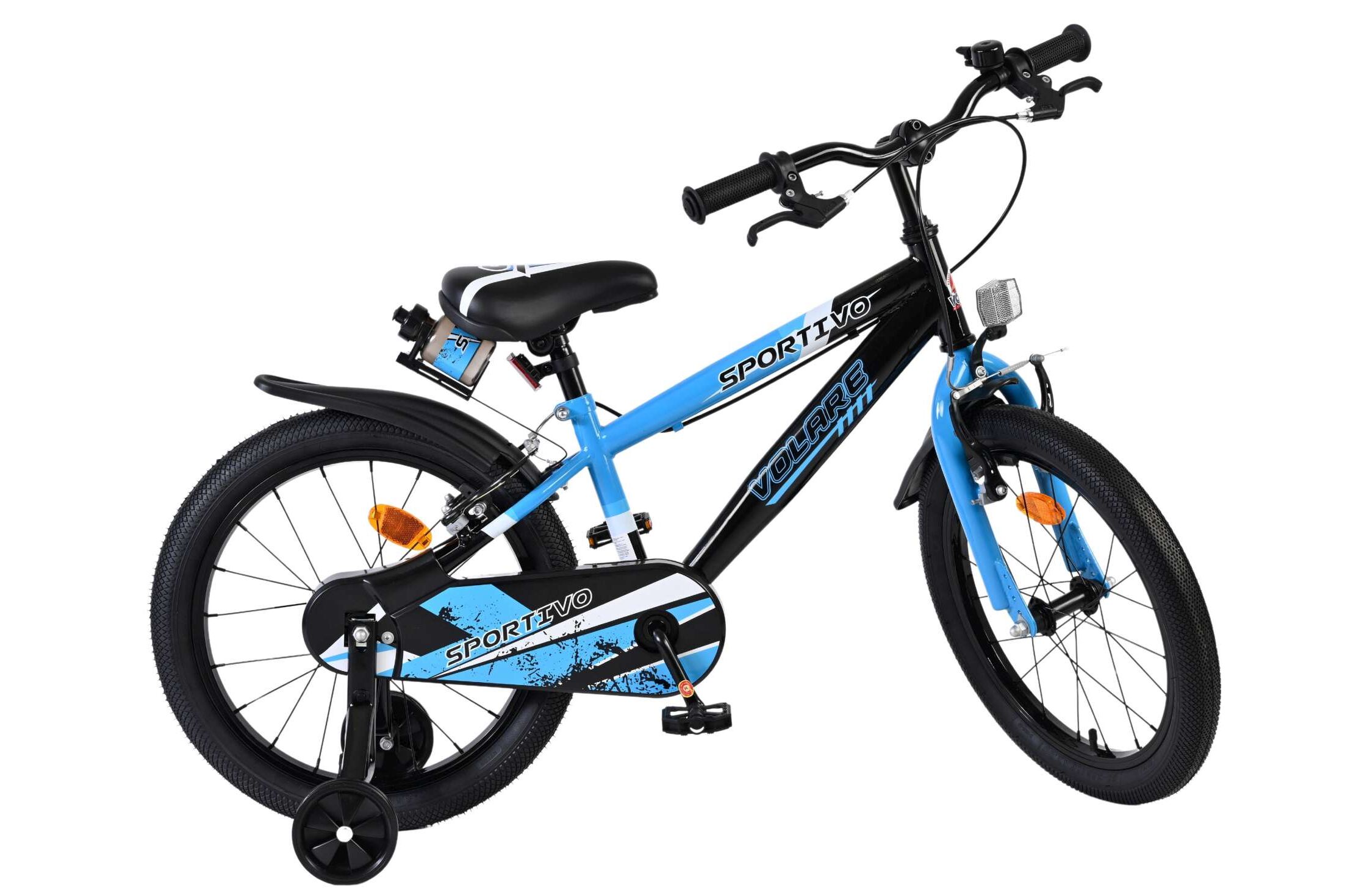 Volare Kinderfahrrad Sportivo für Jungen 18 Zoll Kinderrad in Blau Schwarz, Zwei Handbremsen