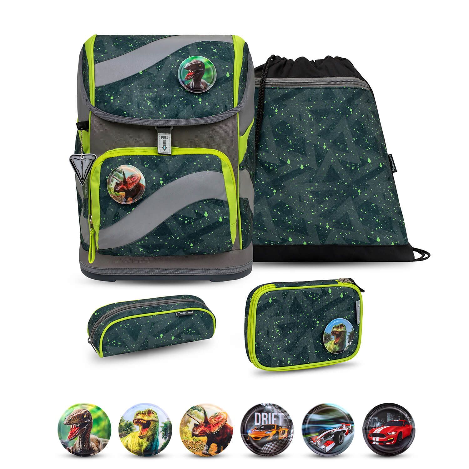 Rucksack Smarty ergonomisches Schulranzen Set 5-teilig Green Splash