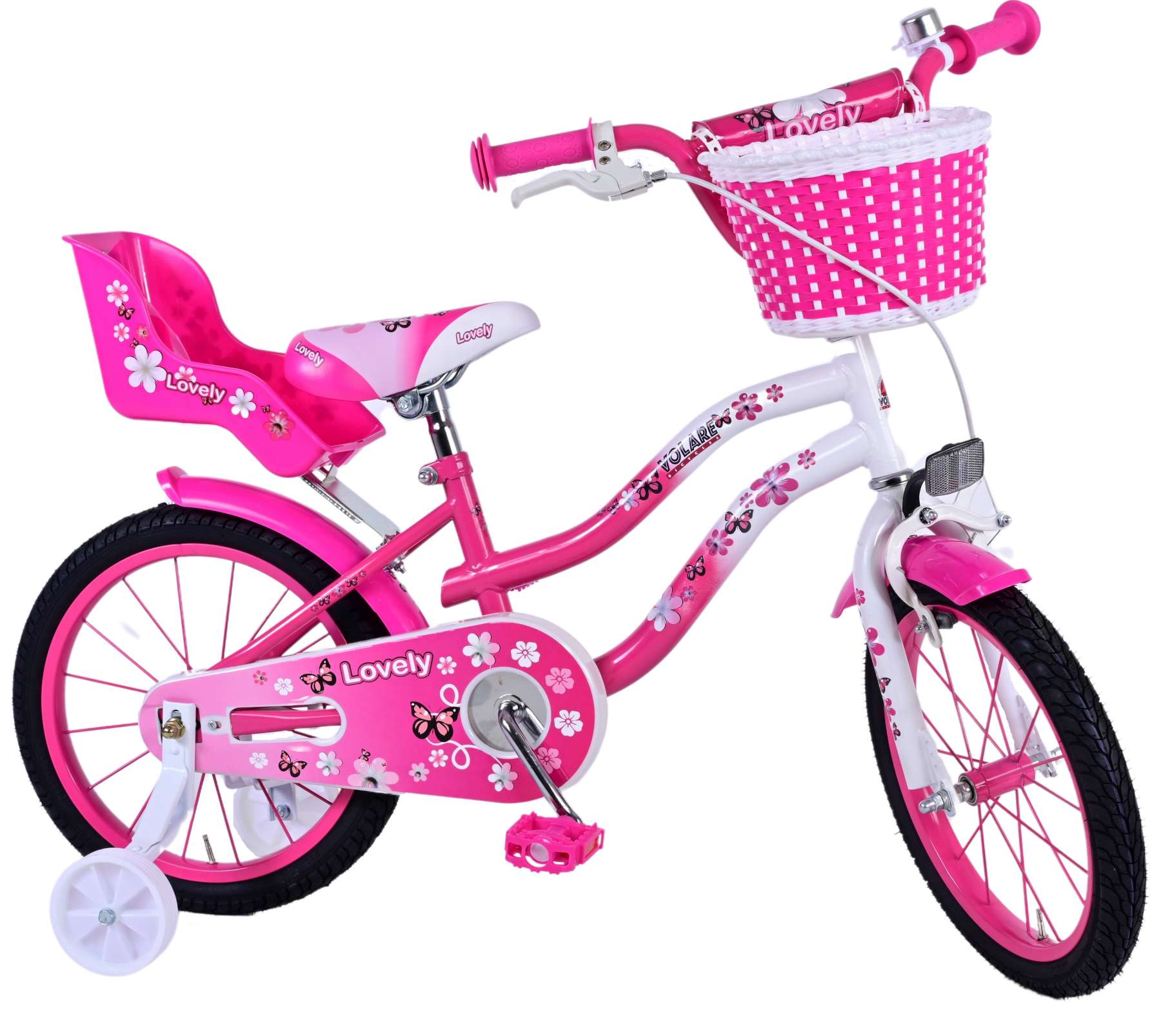 Kinderfahrrad Lovely Fahrrad für Mädchen 16 Zoll Kinderrad Rosa Weiß