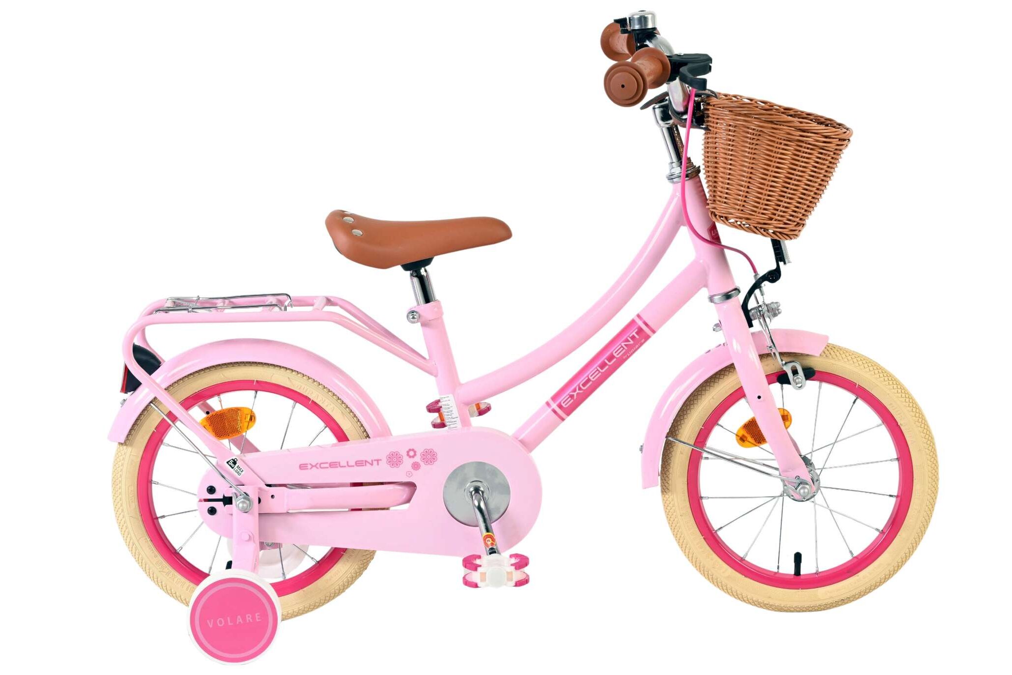 Volare Kinderfahrrad Excellent für Mädchen 14 Zoll Kinderrad in Rosa