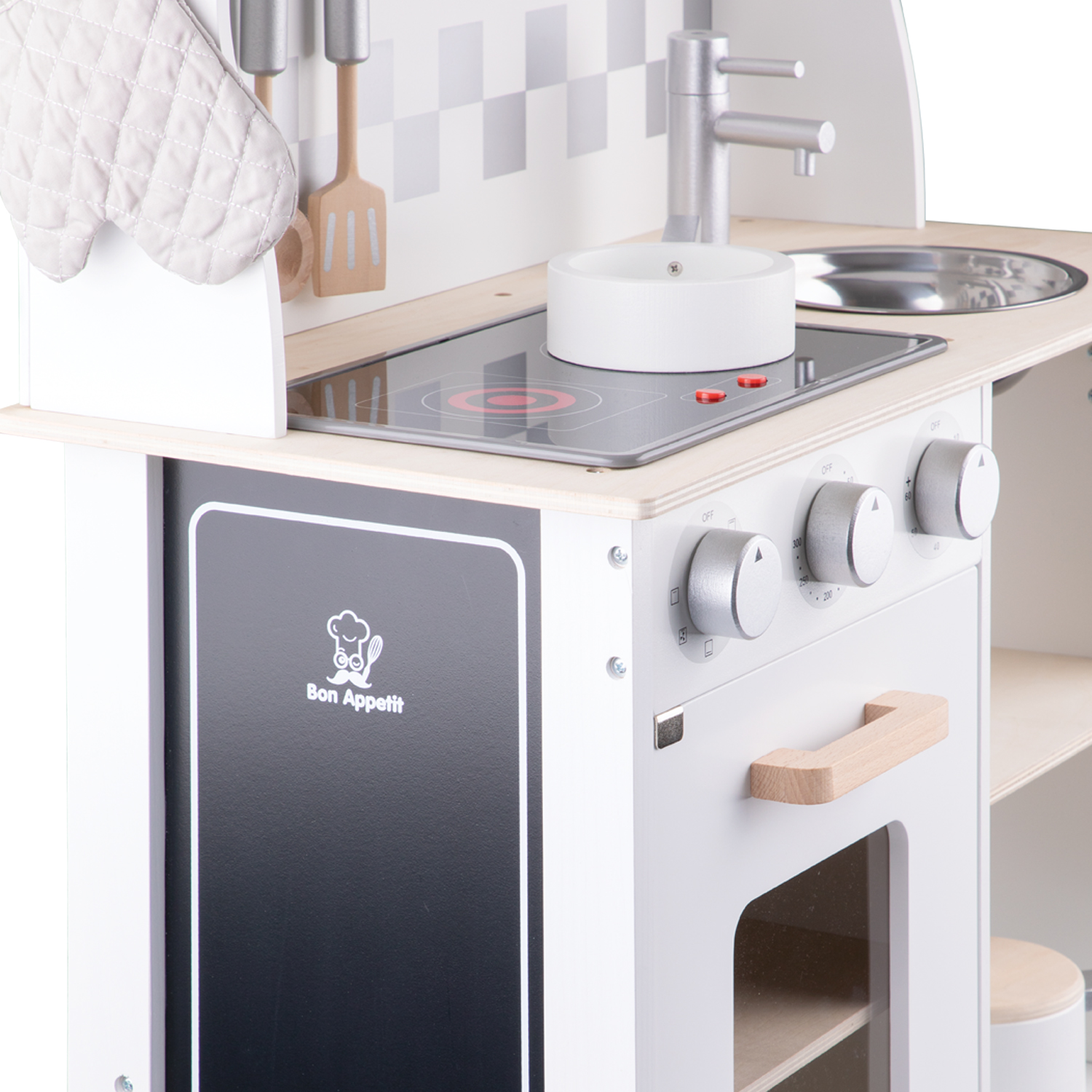 Küchenzeile Kinderküche aus Holz Moderne E- Küche in Weiß Holzküche