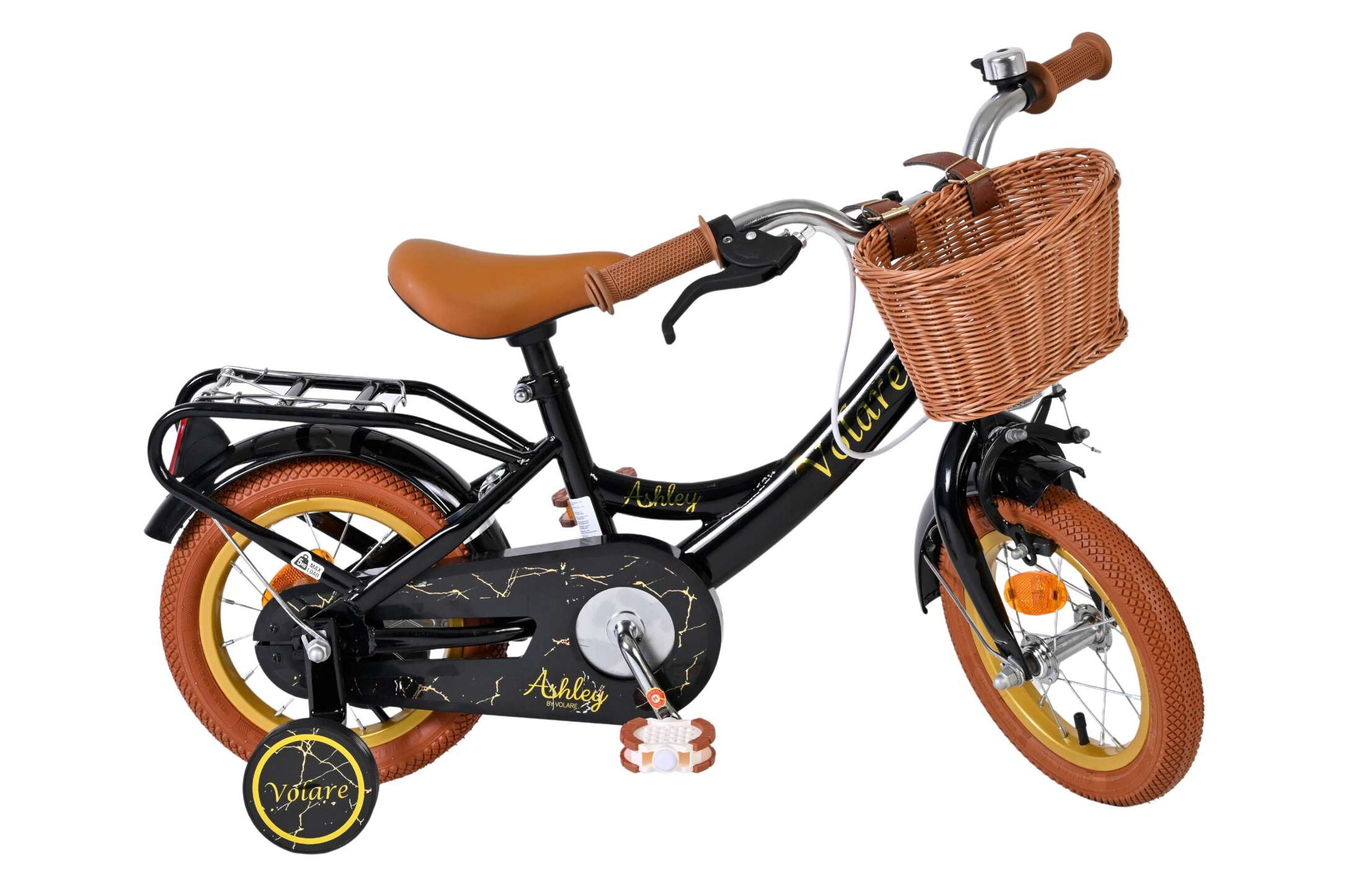 Volare Kinderfahrrad Ashley für Mädchen 12 Zoll Kinderrad in Schwarz