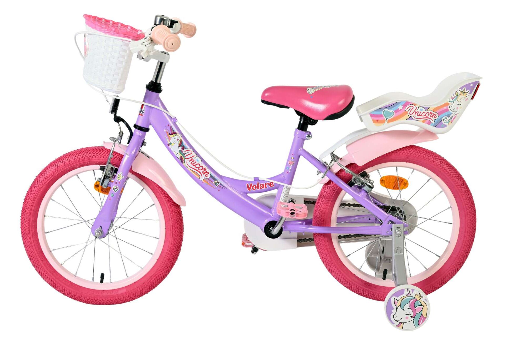 Kinderfahrrad Unicorn für Mädchen 16 Zoll Kinderrad in Lila, Zwei Handbremsen Kinderfahrrad Unicorn für Mädchen 16 Zoll Kinderrad in Lila, Zwei Handbremsen