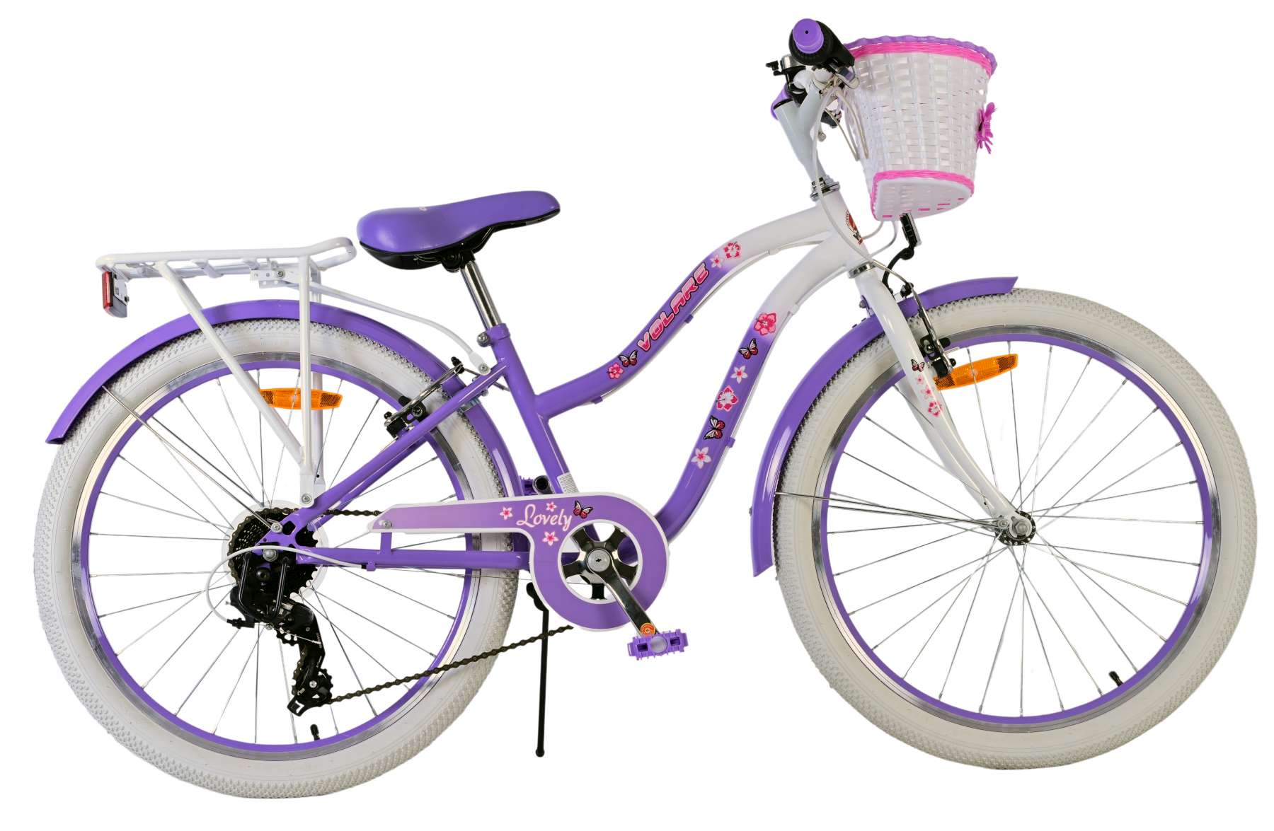 Kinderfahrrad Lovely Fahrrad für Mädchen 24 Zoll Kinderrad in Lila