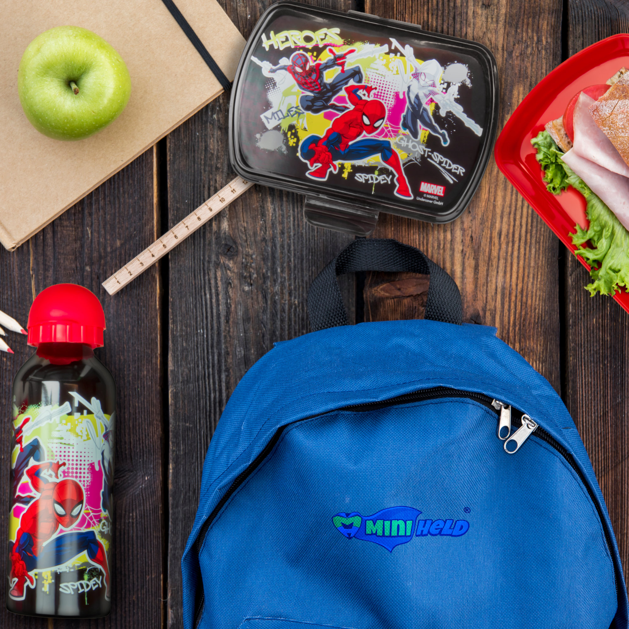 Spiderman Lunchset Brotdose Aluminium Trinkflasche für Schule Marvel Spiderman Lunchset Brotdose Aluminium Trinkflasche für Schule Marvel