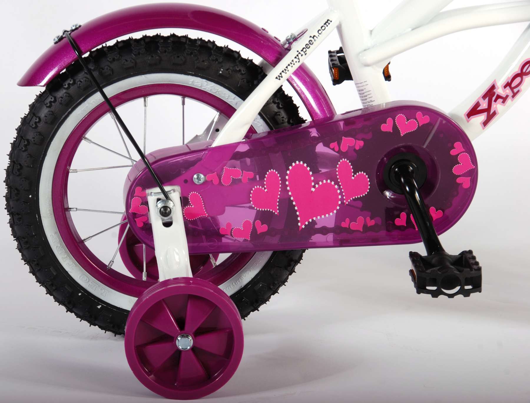 Kinderfahrrad Heart Cruiser für Mädchen 12 Zoll Kinderrad in Weiß/Lila