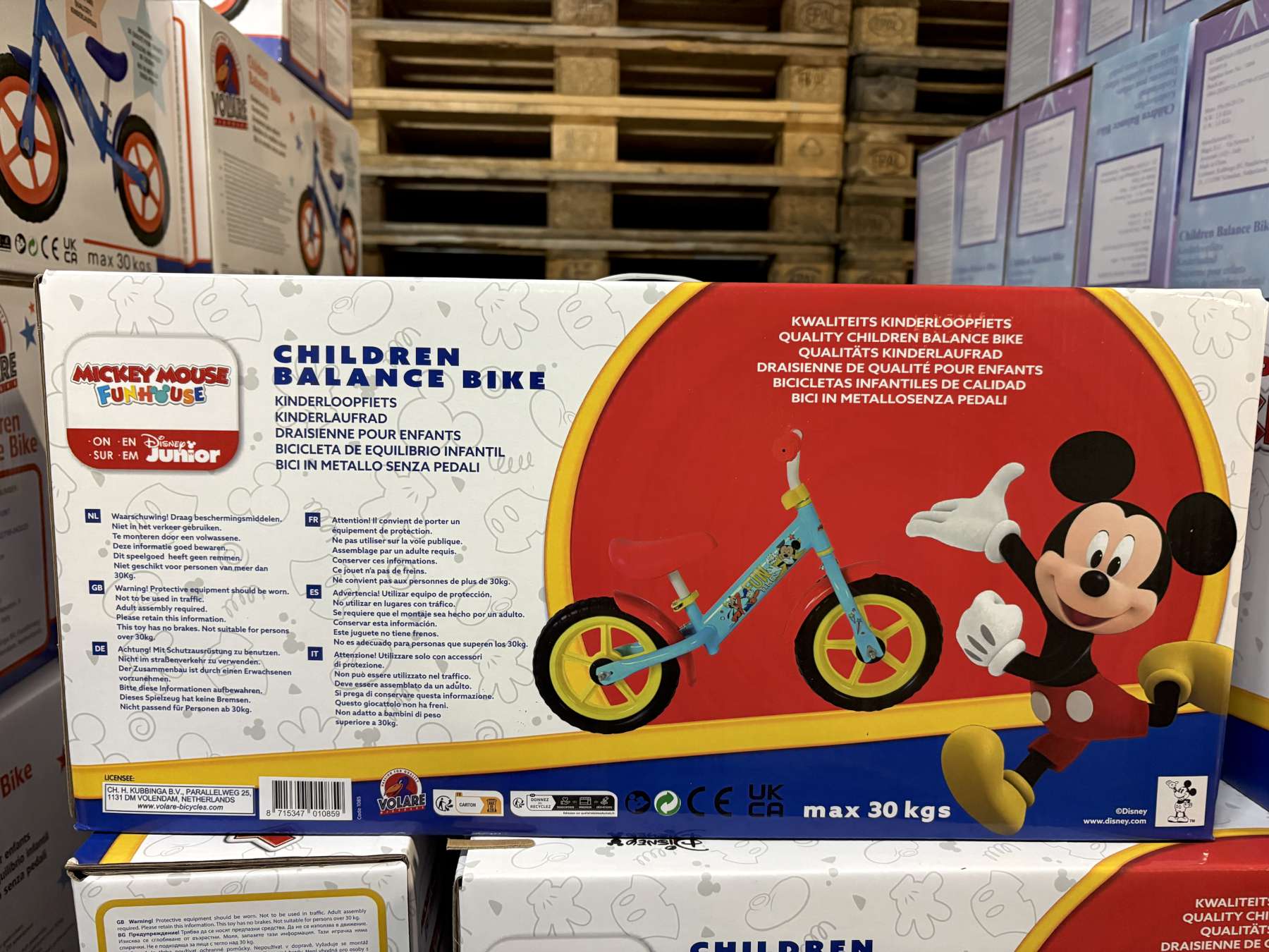 Volare Laufrad Disney Mickey Mouse 12 Zoll aus Metall, Kinderlaufrad ab 2 Jahren mit verstellbarem Sattel Volare Laufrad Disney Mickey Mouse 12 Zoll aus Metall, Kinderlaufrad ab 2 Jahren mit verstellbarem Sattel