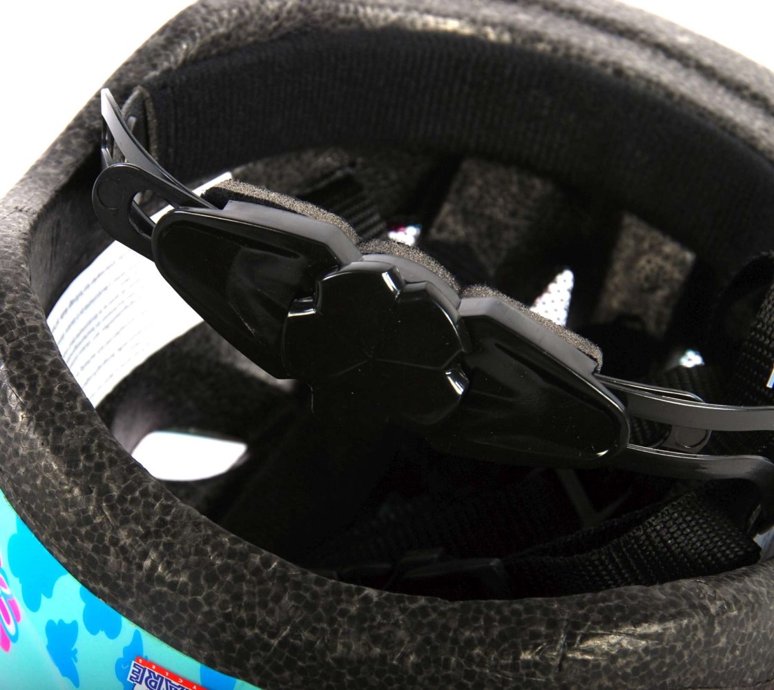 Kinder-Fahrradhelm XS Helm in blau mit Rosa Blumen 47-51 cm Kinder-Fahrradhelm XS Helm in blau mit Rosa Blumen 47-51 cm