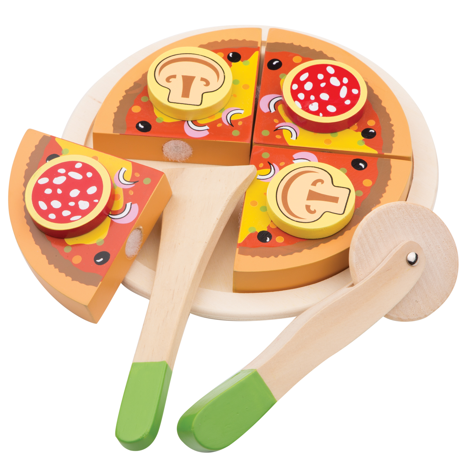 Salamipizza schneiden Kinder Holzspielzeug Kinderküchen-Zubehör