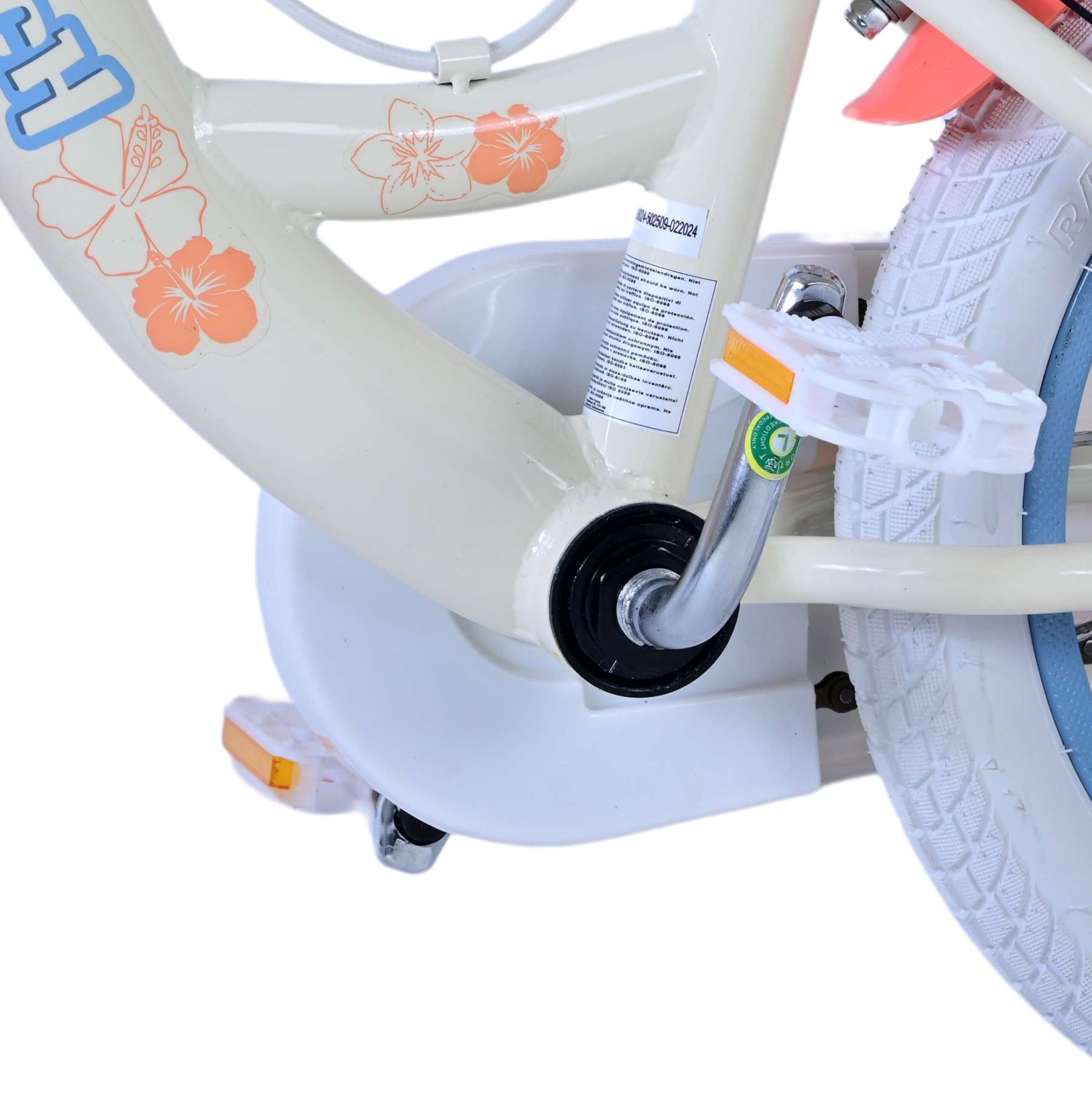 Kinderfahrrad Disney Stitch für Mädchen 14 Zoll Kinderrad Cremefarbend