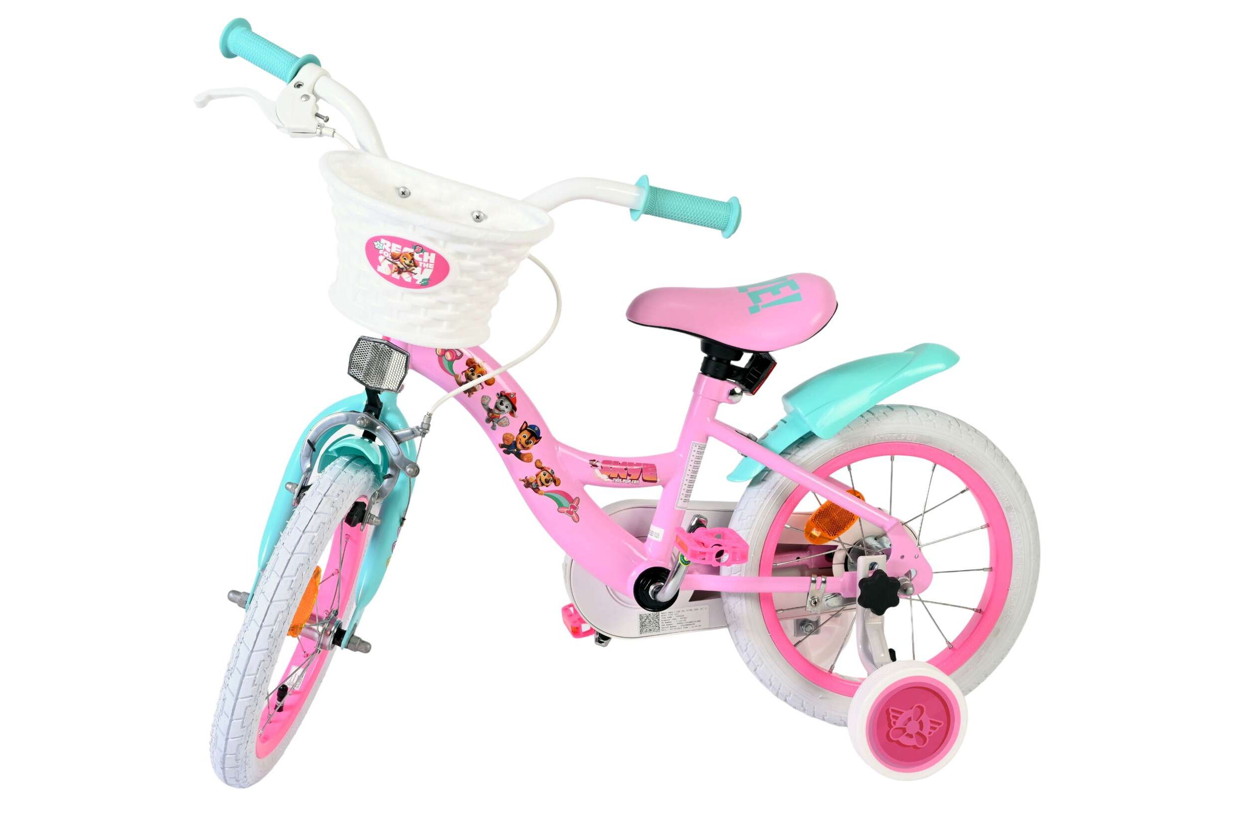 Volare Kinderfahrrad Paw Patrol für Mädchen 14 Zoll Kinderrad in Rosa