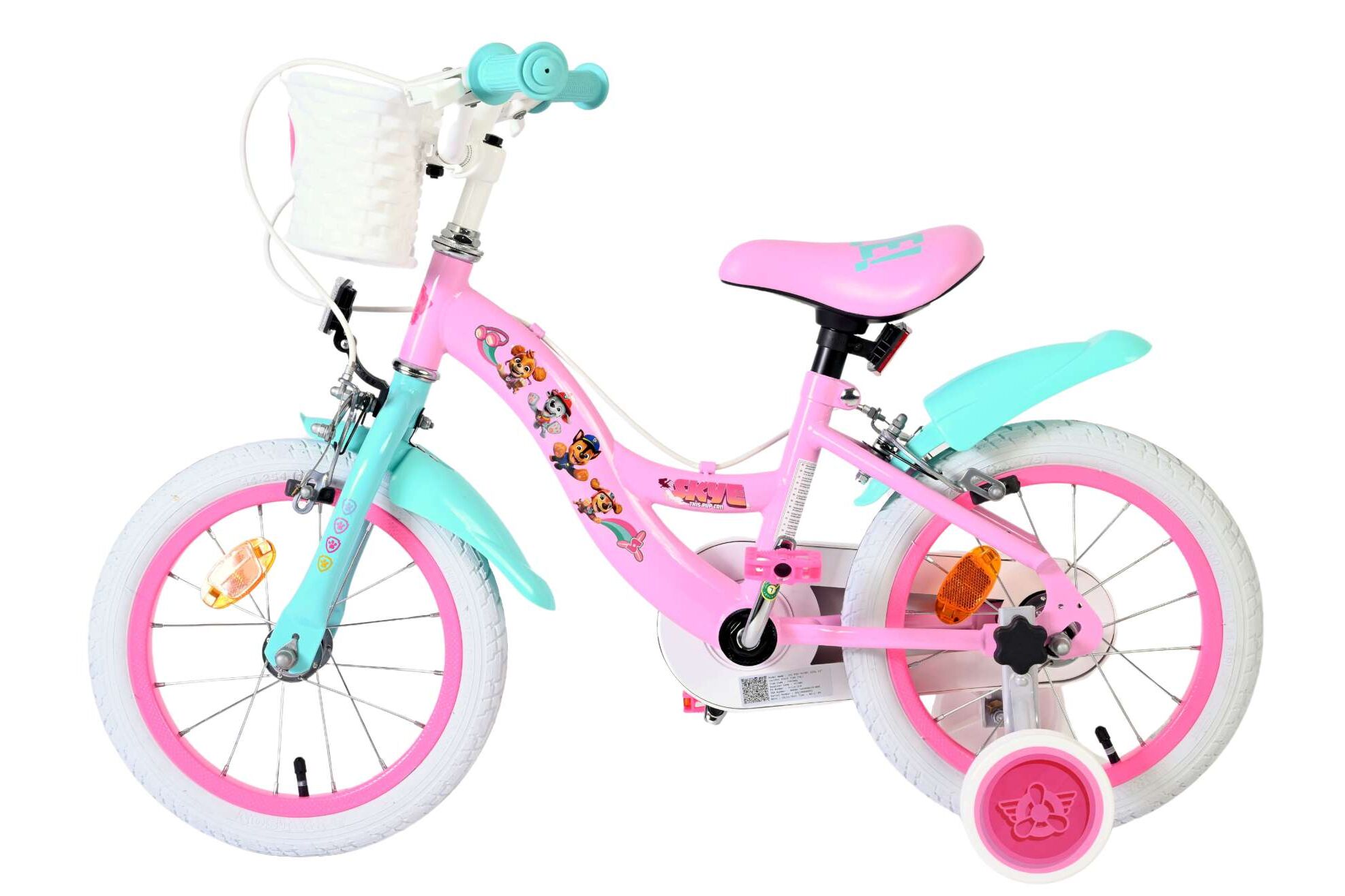 Volare Kinderfahrrad Paw Patrol für Mädchen 14 Zoll Kinderrad in Rosa, Zwei Handbremsen Volare Kinderfahrrad Paw Patrol für Mädchen 14 Zoll Kinderrad in Rosa, Zwei Handbremsen