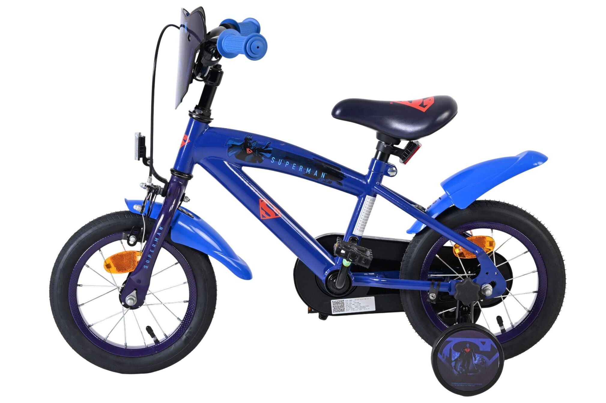 Volare Kinderfahrrad Superman für Jungen 12 Zoll Kinderrad in Blau