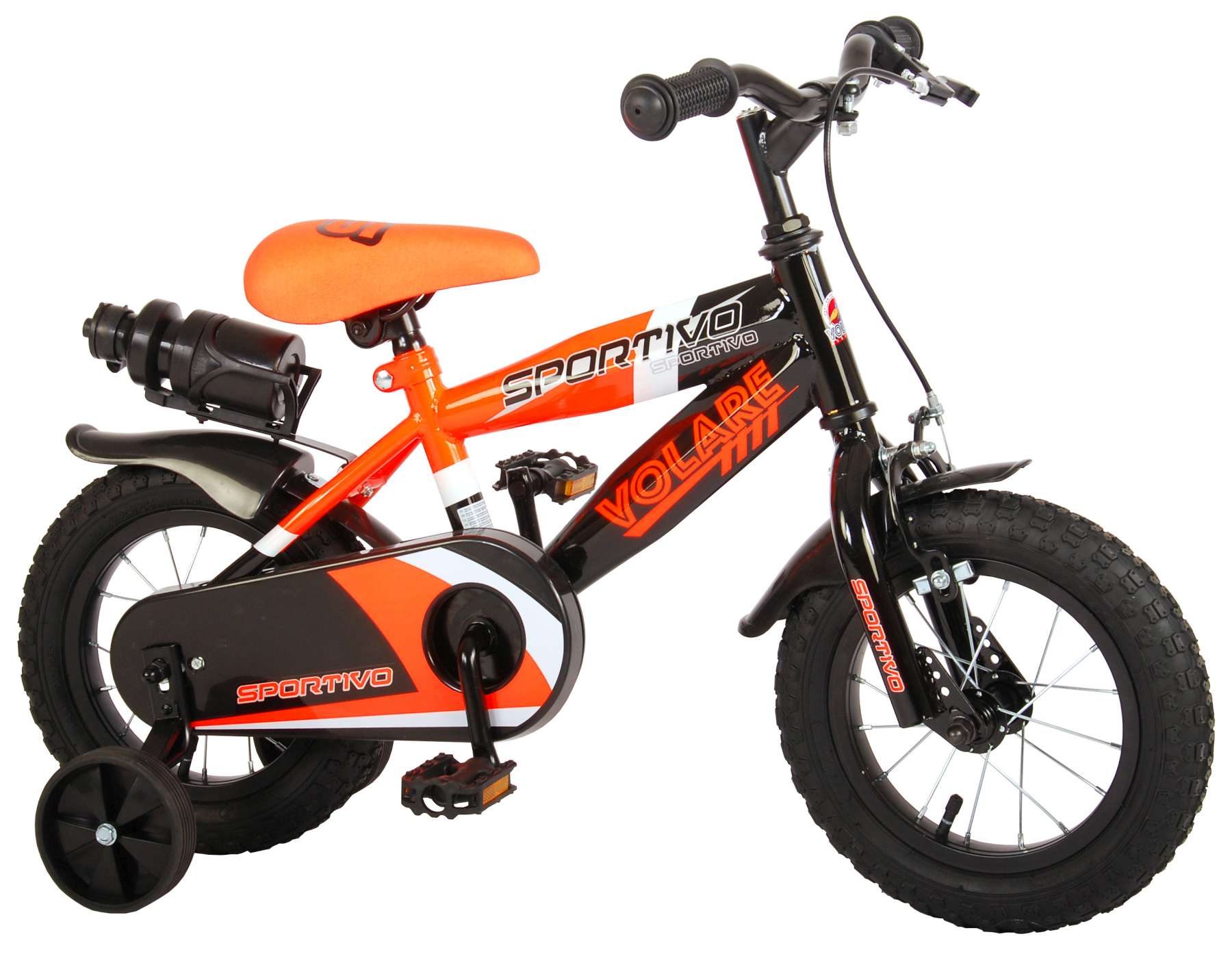 Kinderfahrrad Sportivo Jungen 12 Zoll Kinderrad Neon Orange/Schwarz
