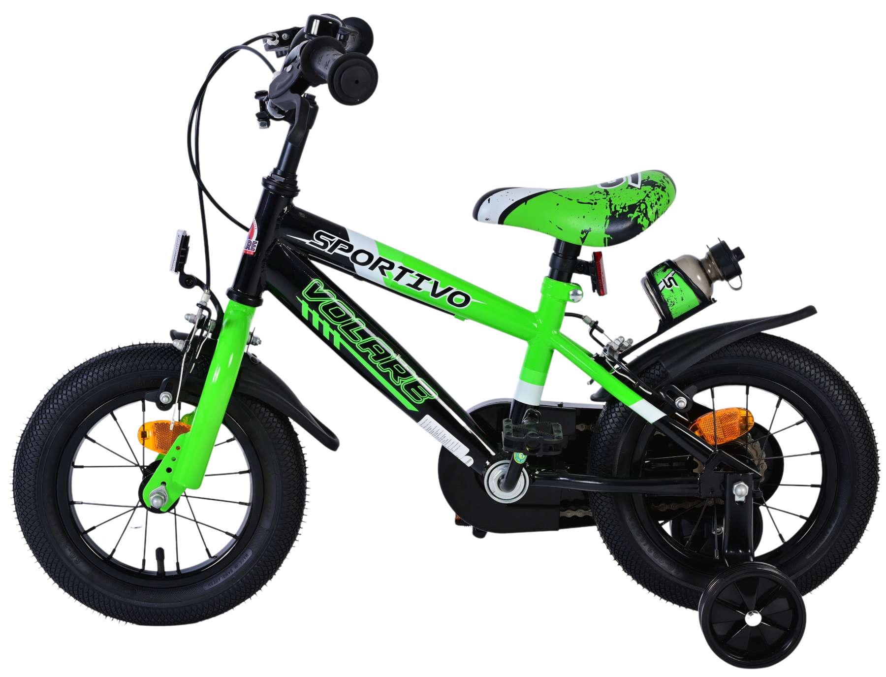 Kinderfahrrad Sportivo für Jungen 12 Zoll Kinderrad Grün Schwarz