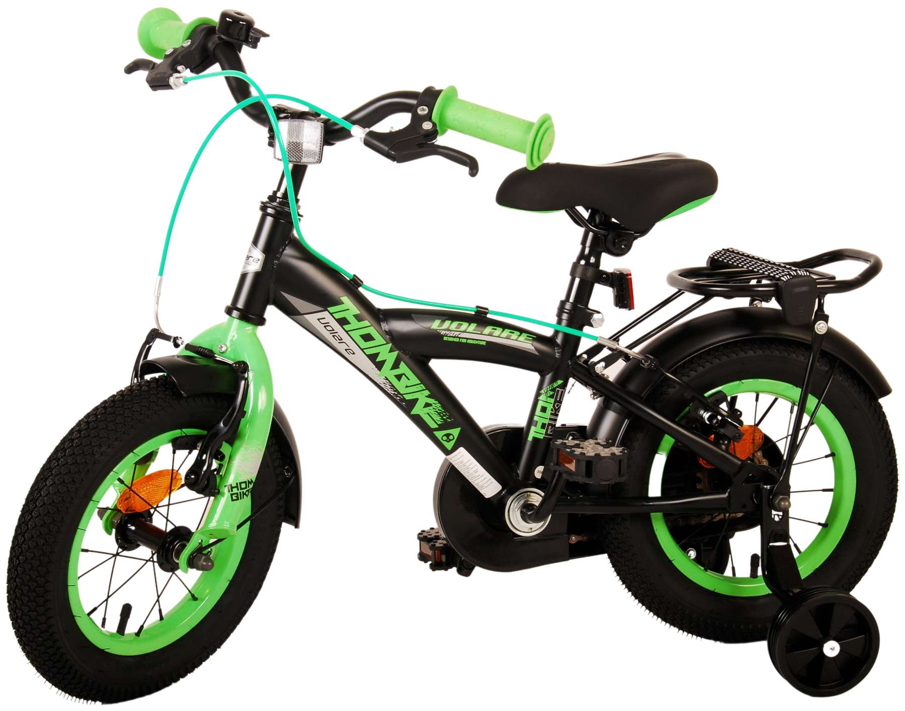Kinderfahrrad Thombike für Jungen 12 Zoll Kinderrad in Schwarz Grün