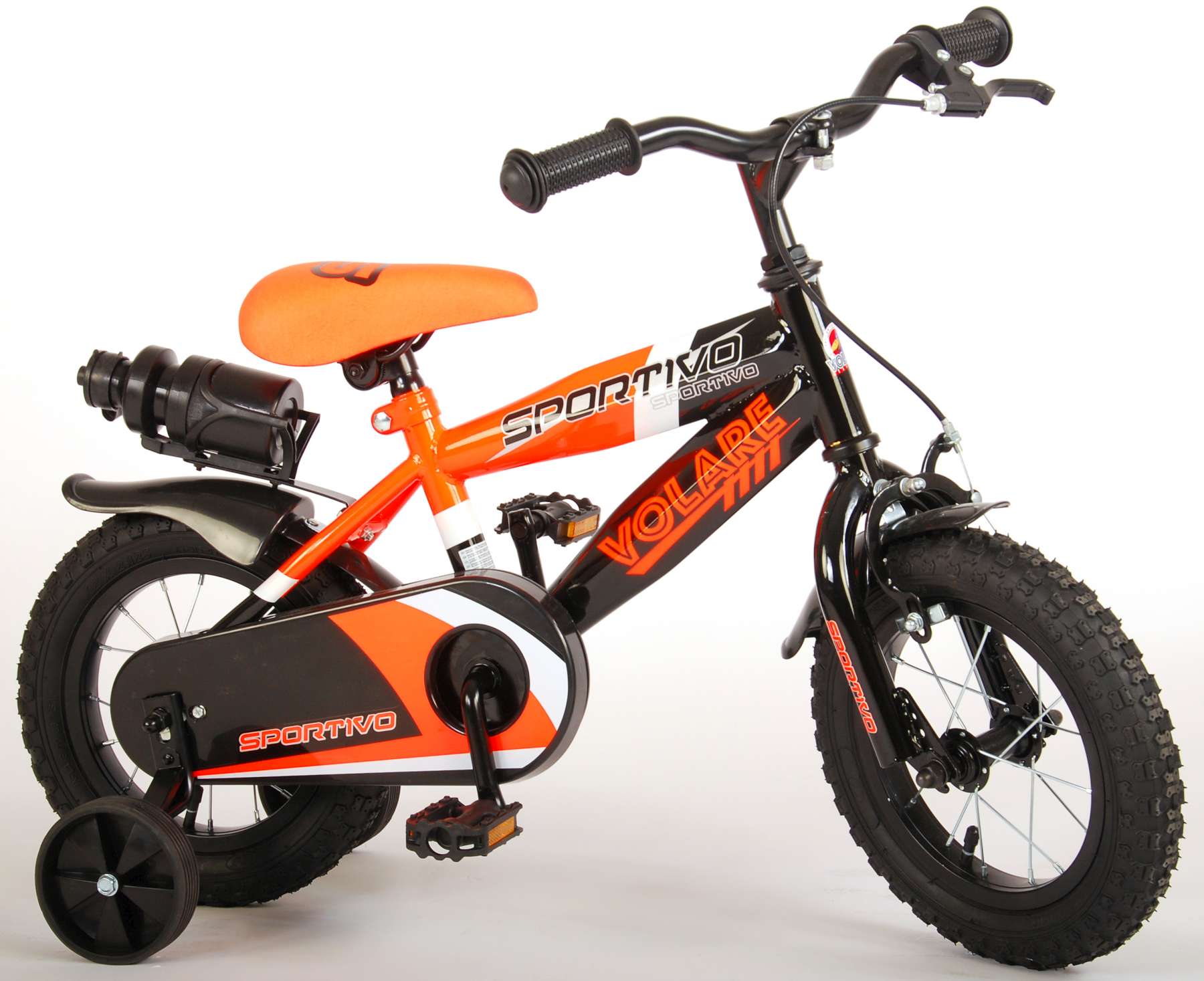 Kinderfahrrad Sportivo Jungen 12 Zoll Kinderrad Neon Orange/Schwarz