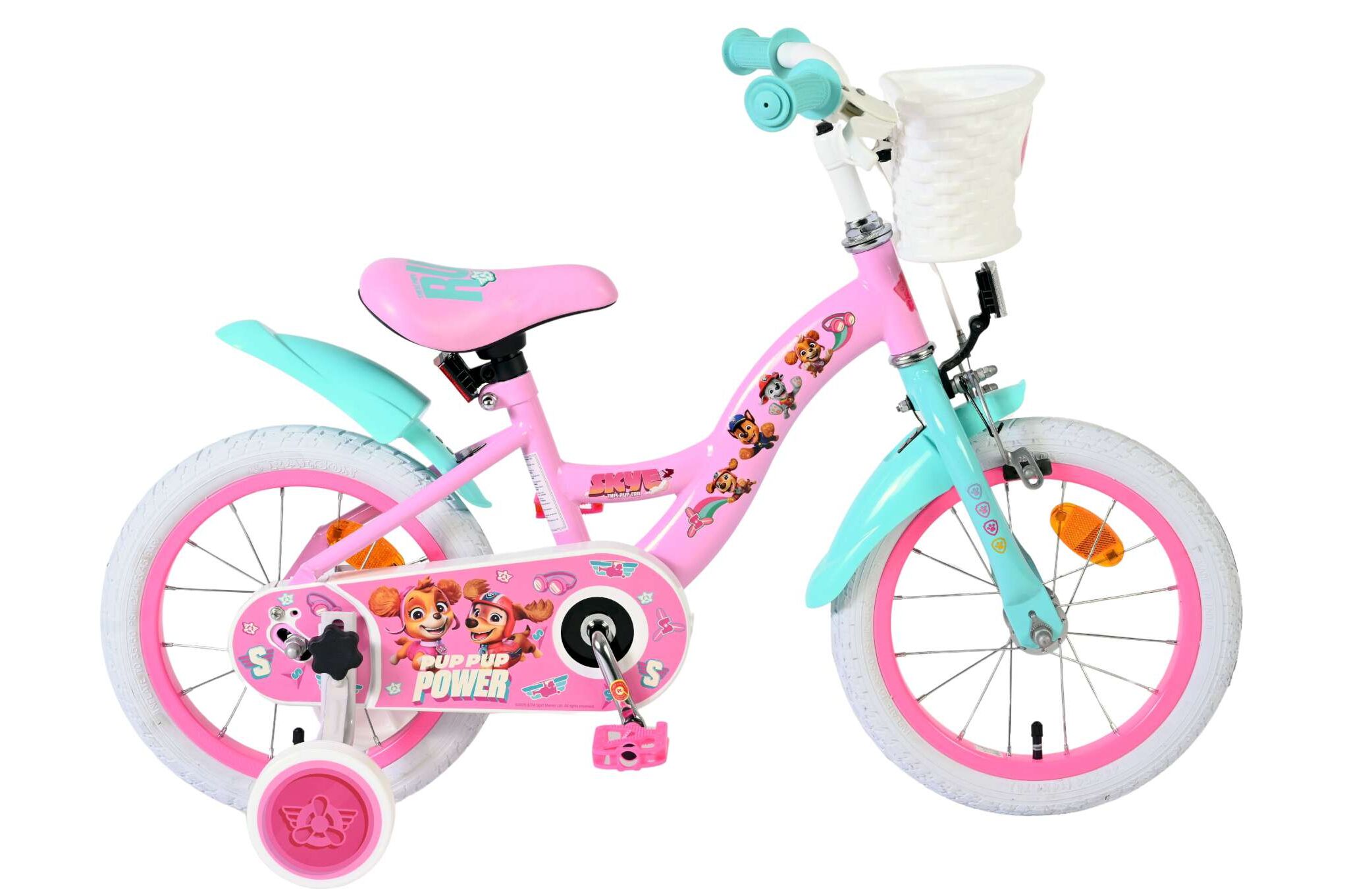 Volare Kinderfahrrad Paw Patrol für Mädchen 14 Zoll Kinderrad in Rosa