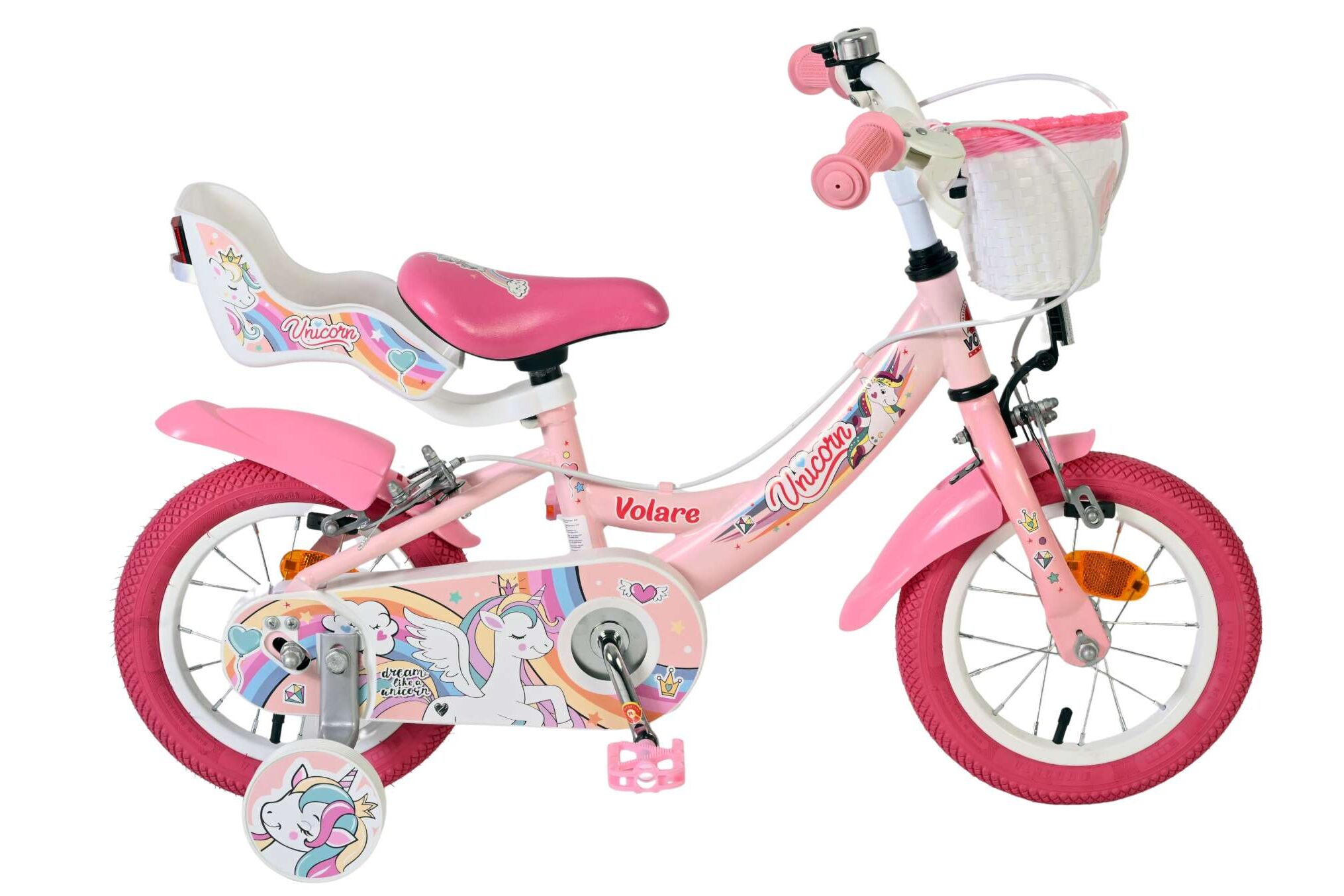 Kinderfahrrad Unicorn für Mädchen 12 Zoll Kinderrad in Rosa, Zwei Handbremsen Kinderfahrrad Unicorn für Mädchen 12 Zoll Kinderrad in Rosa, Zwei Handbremsen