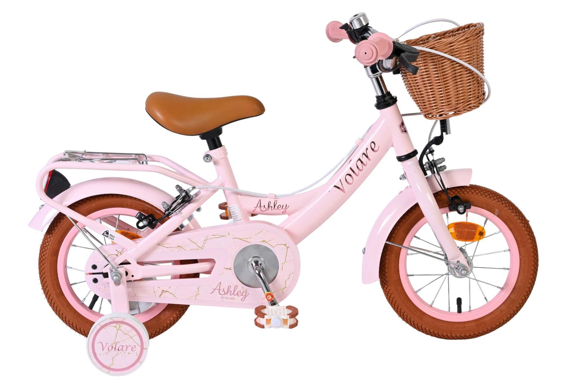 Kinderfahrrad Ashley für Mädchen 12 Zoll Kinderrad in Rosa, Zwei Handbremsen