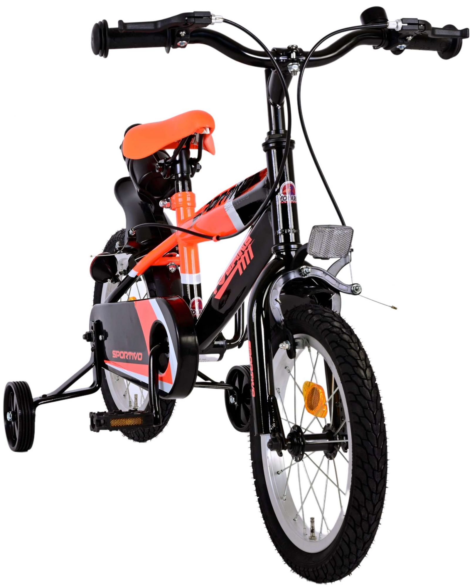 Kinderfahrrad Sportivo Jungen 14 Zoll Kinderrad Neon Orange Schwarz