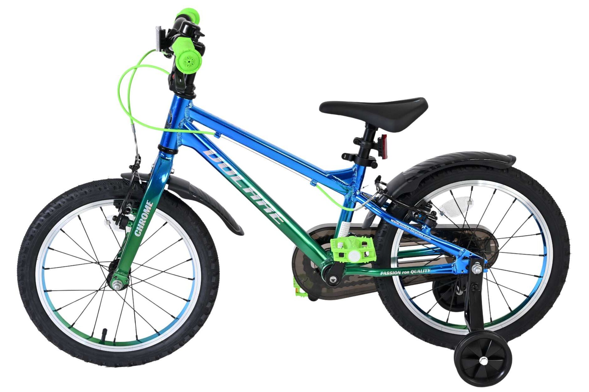 Volare Kinderfahrrad Chrome für Jungen 16 Zoll Kinderrad in Blaugrün, Zwei Handbremsen