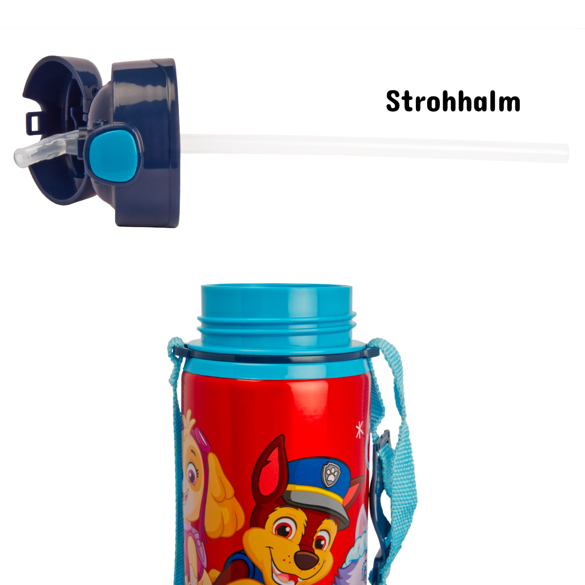 Kinder Trinkflasche 600ml Paw Patrol Tragegurt Aluminium Hunde Welpen