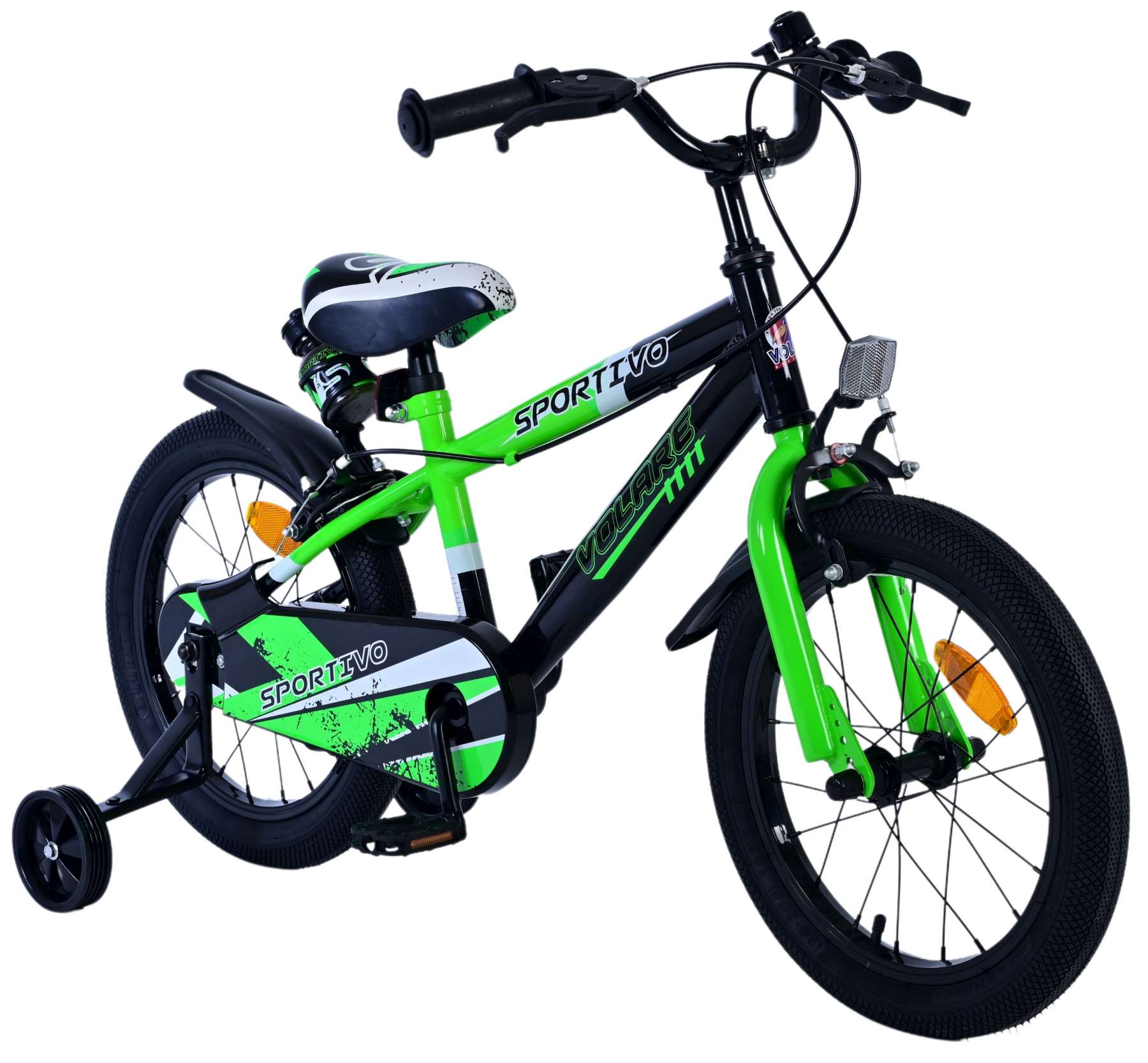 Kinderfahrrad Sportivo für Jungen 16 Zoll Kinderrad Neon Schwarz Grün