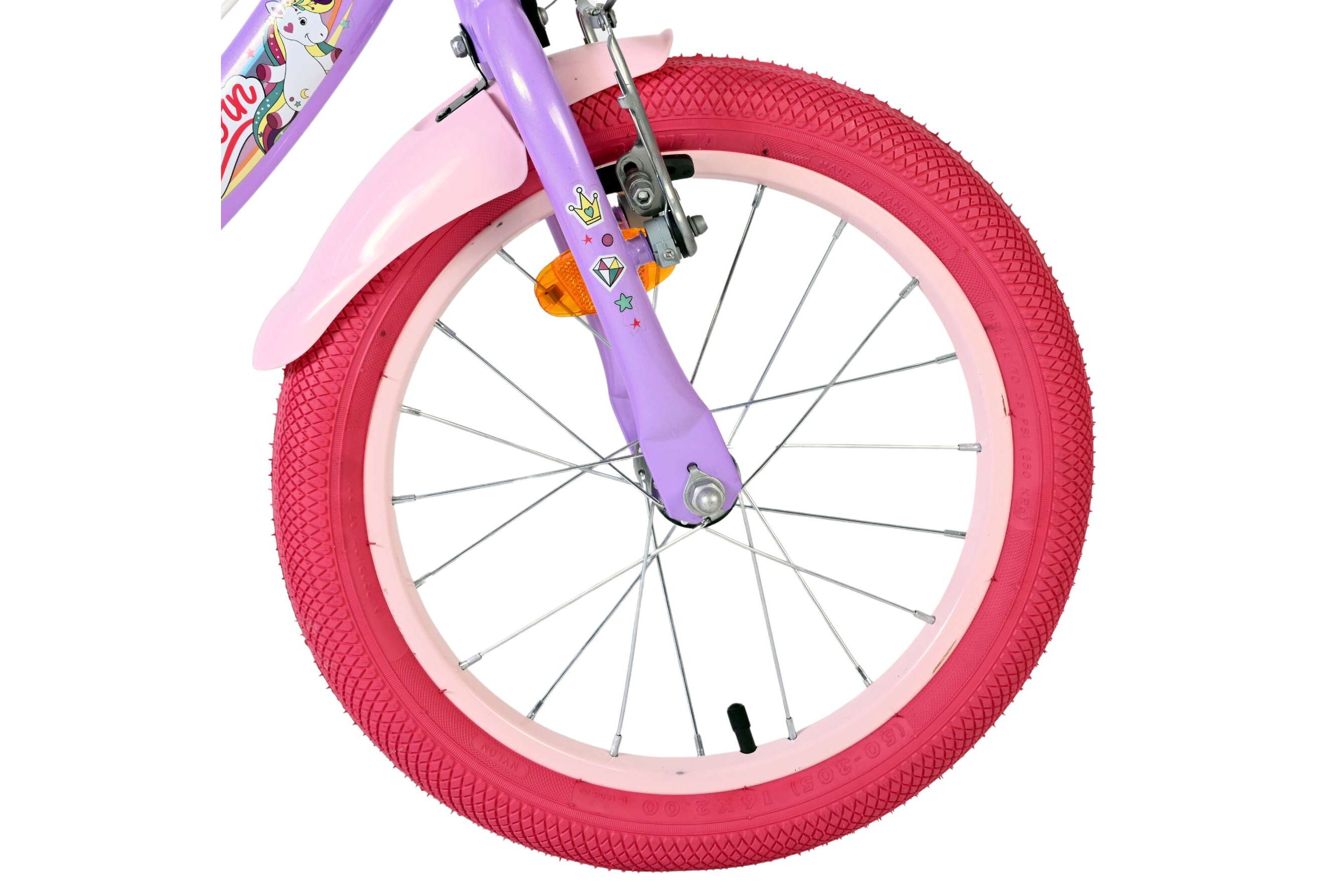Kinderfahrrad Unicorn für Mädchen 16 Zoll Kinderrad in Lila, Zwei Handbremsen Kinderfahrrad Unicorn für Mädchen 16 Zoll Kinderrad in Lila, Zwei Handbremsen