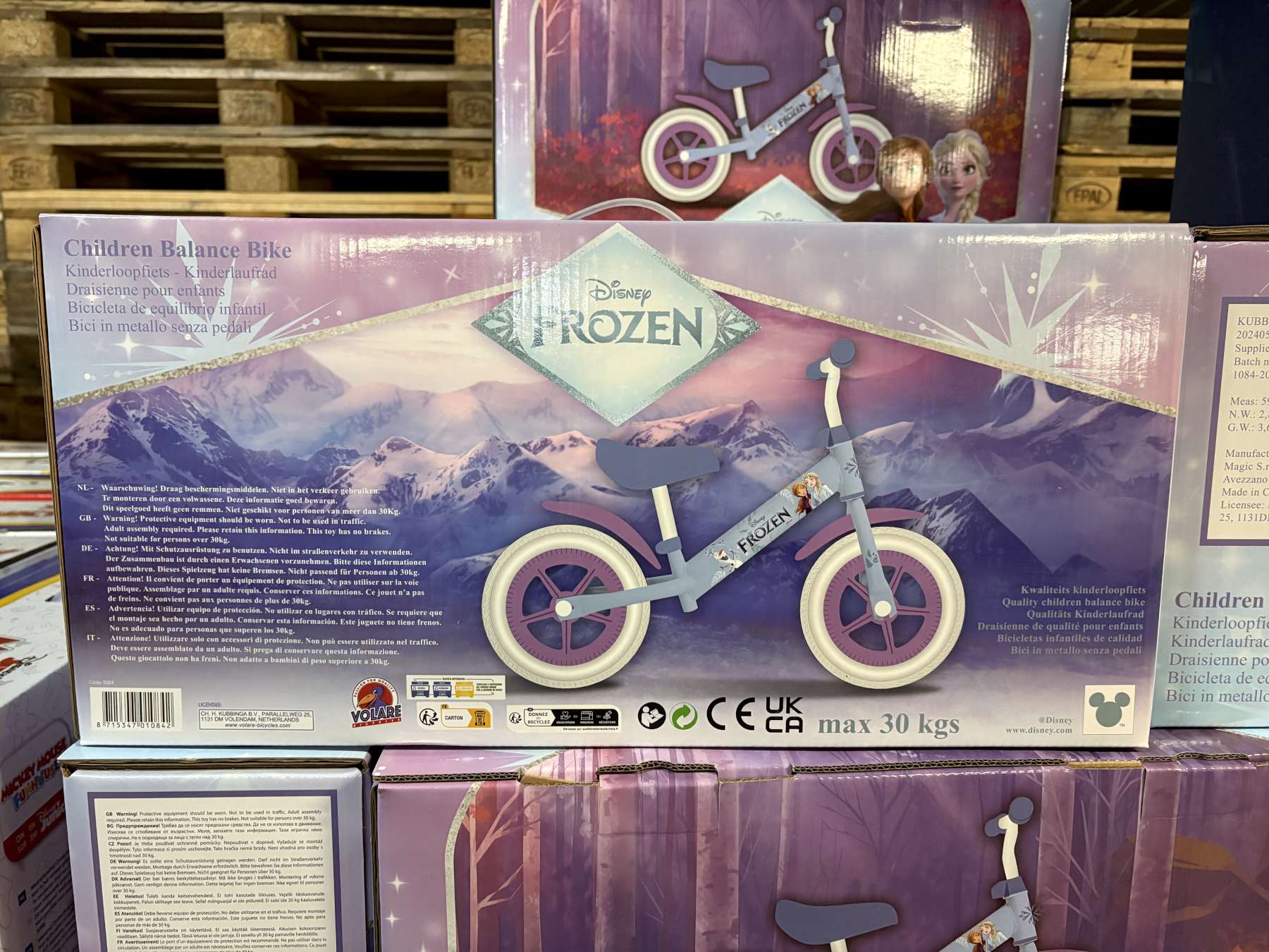 Volare Laufrad Disney Frozen (Die Eiskönigin) 12 Zoll aus Metall, Kinderlaufrad ab 2 Jahren mit verstellbarem Sattel