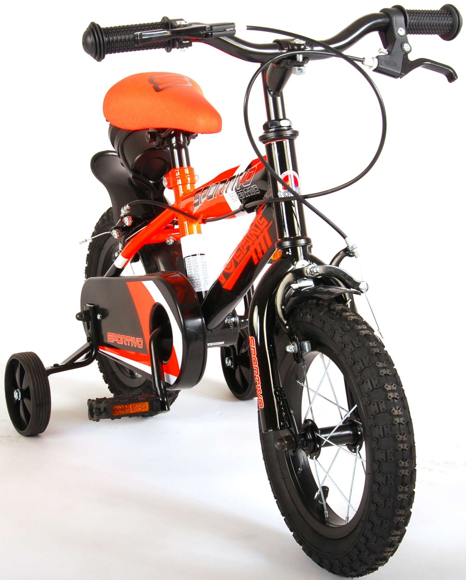 Kinderfahrrad Sportivo Jungen 12 Zoll Kinderrad Neon Orange Schwarz