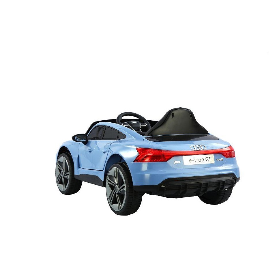ES-Toys Kinderfahrzeug – Elektro Auto „Audi E-Tron GT“ – lizenziert – 12V7AH Akku und 2 Motoren- 2,4Ghz + MP3 + Leder + EVA – Blau