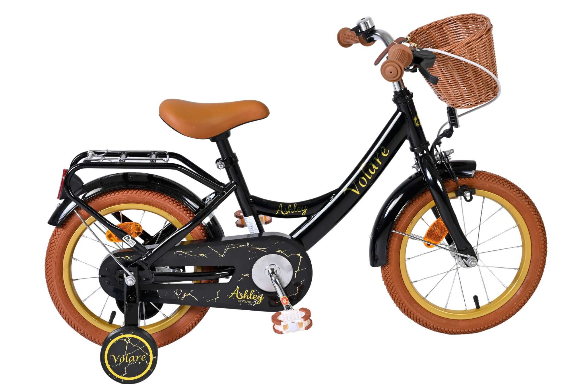 Volare Kinderfahrrad Ashley für Mädchen 14 Zoll Kinderrad in Schwarz