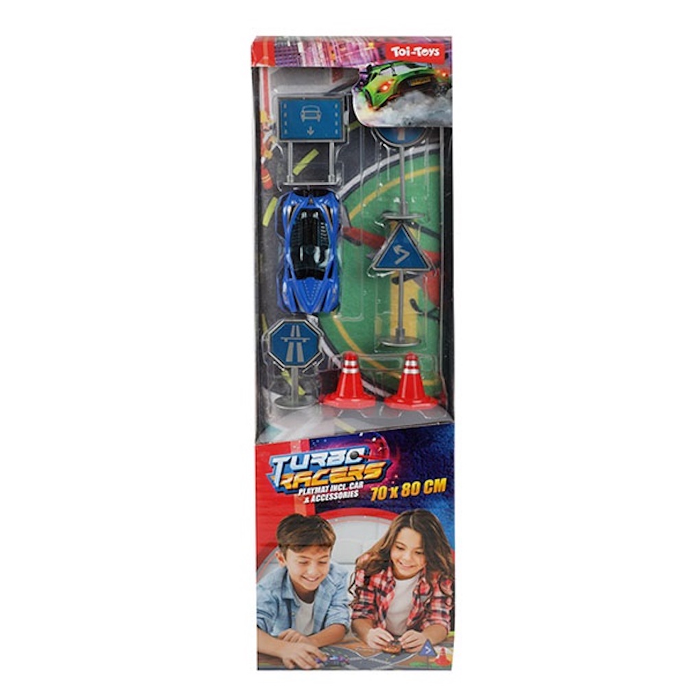 Spielautos mit einer Spielmatte und Verkehrszeichen oder Tierfiguren Spielautos mit einer Spielmatte und Verkehrszeichen oder Tierfiguren