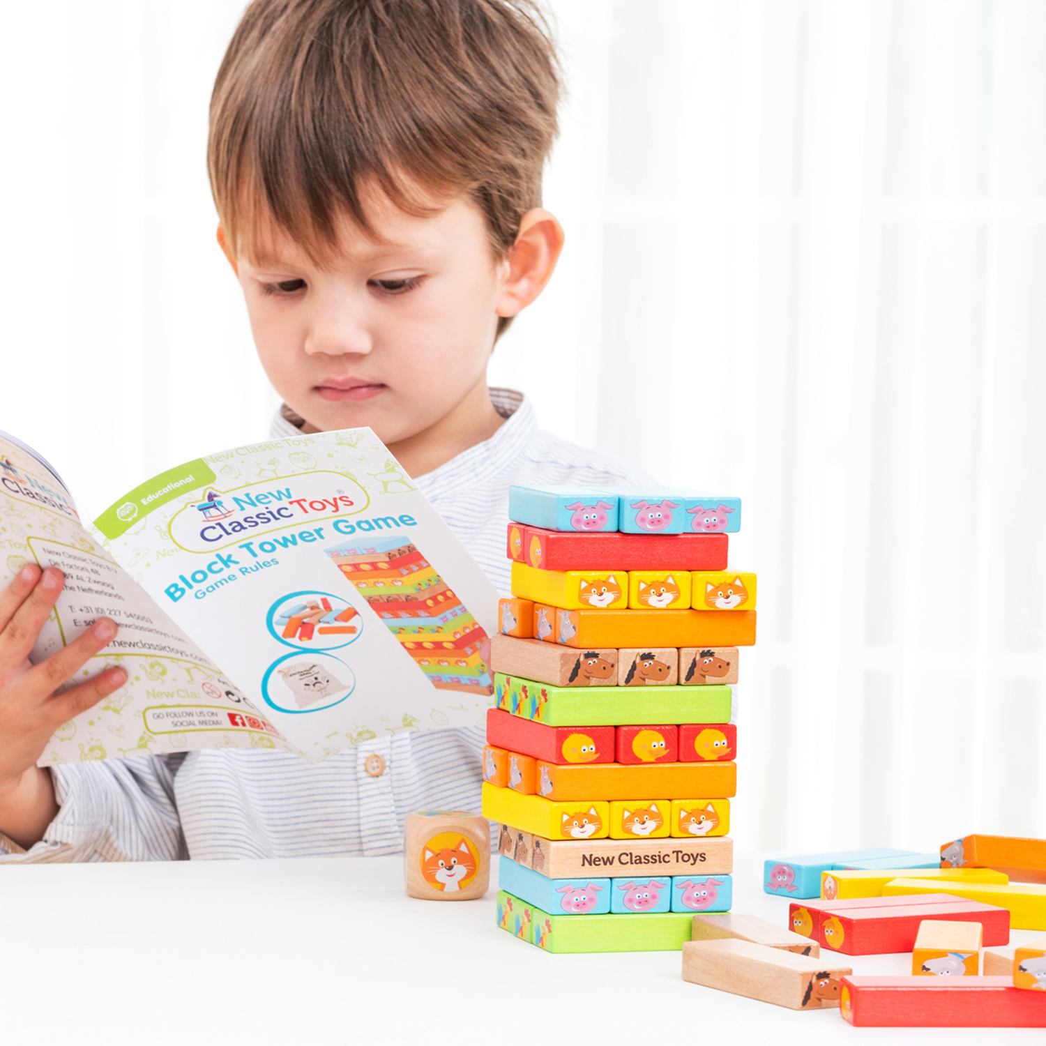 Wackel Stapelturm aus Holz Spielset Turmspiel für Kinder Holspielzeug